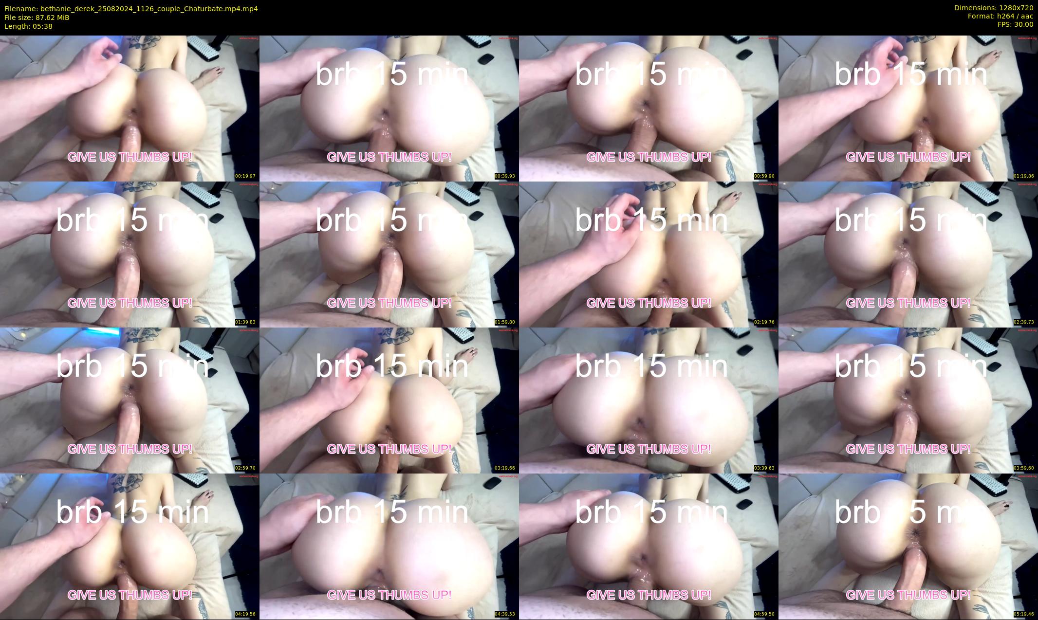 bethanie_derek — 6 minute Chaturbate couple cam show recording, 720p, Aug 25, 2024