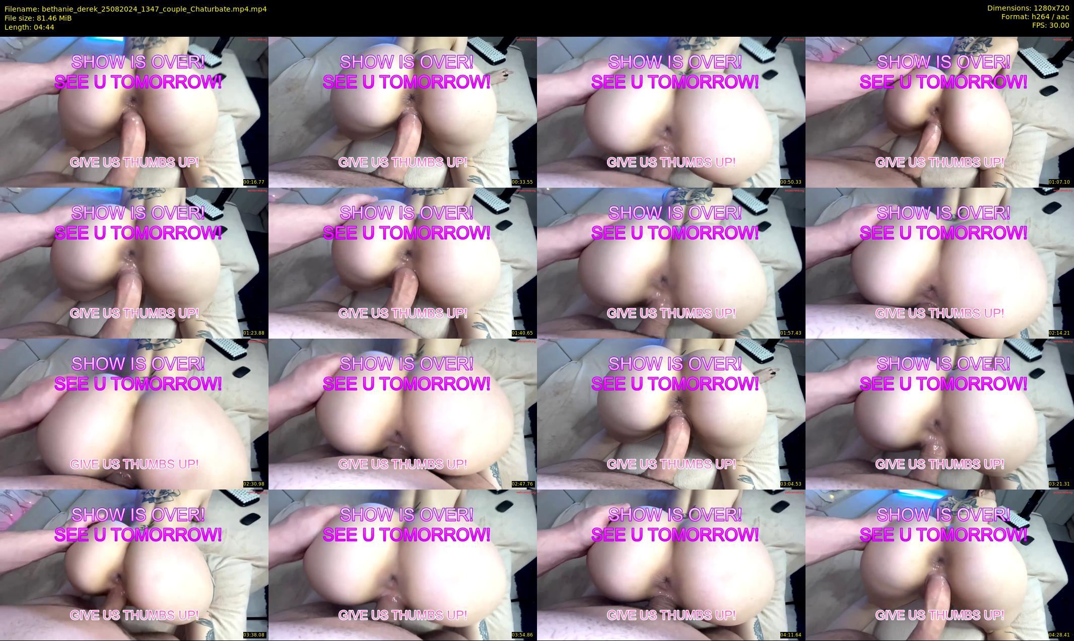 bethanie_derek — 5 minute Chaturbate couple cam show recording, 720p, Aug 25, 2024