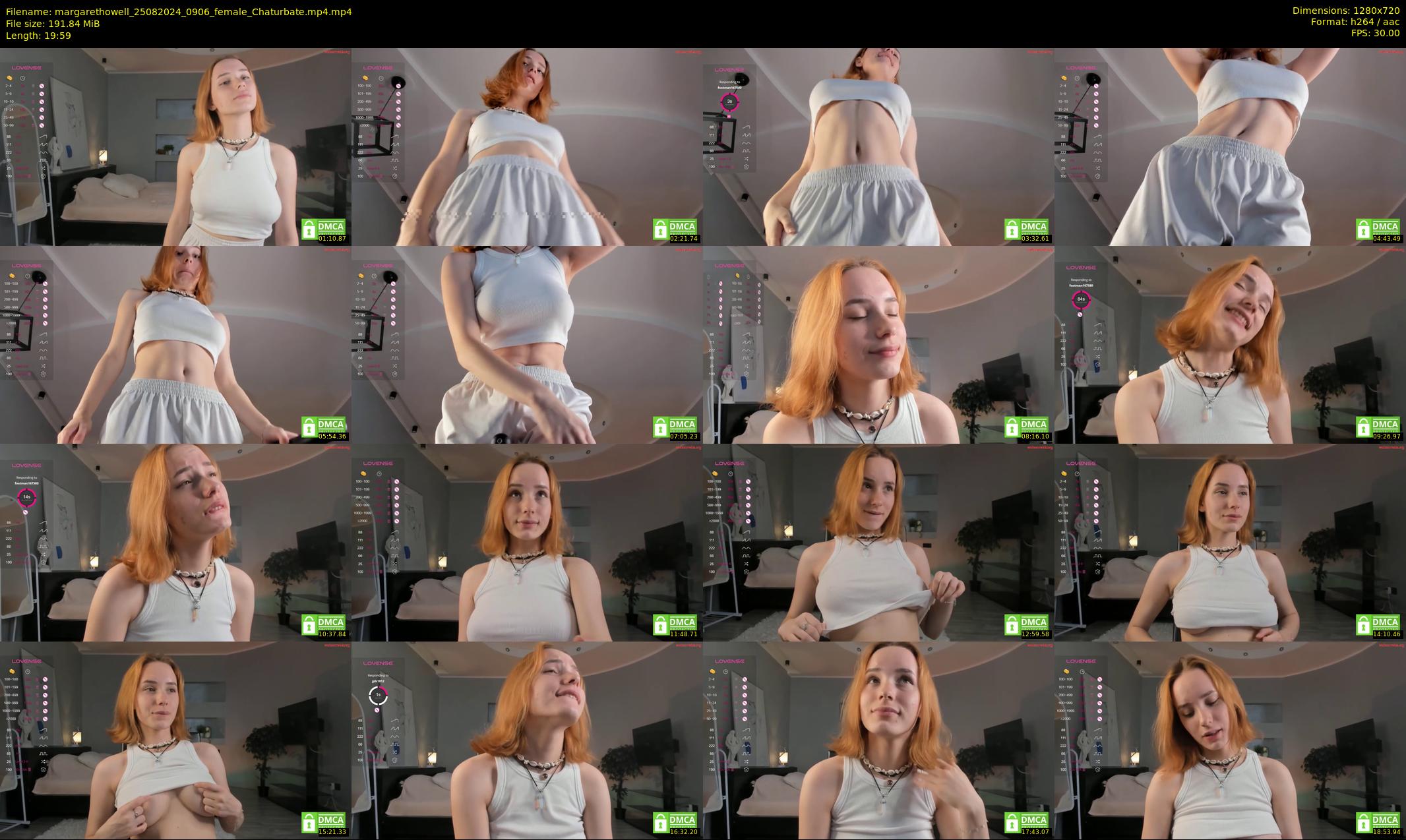 margarethowell — 20 minute Chaturbate female cam show recording, 720p, Aug 25, 2024