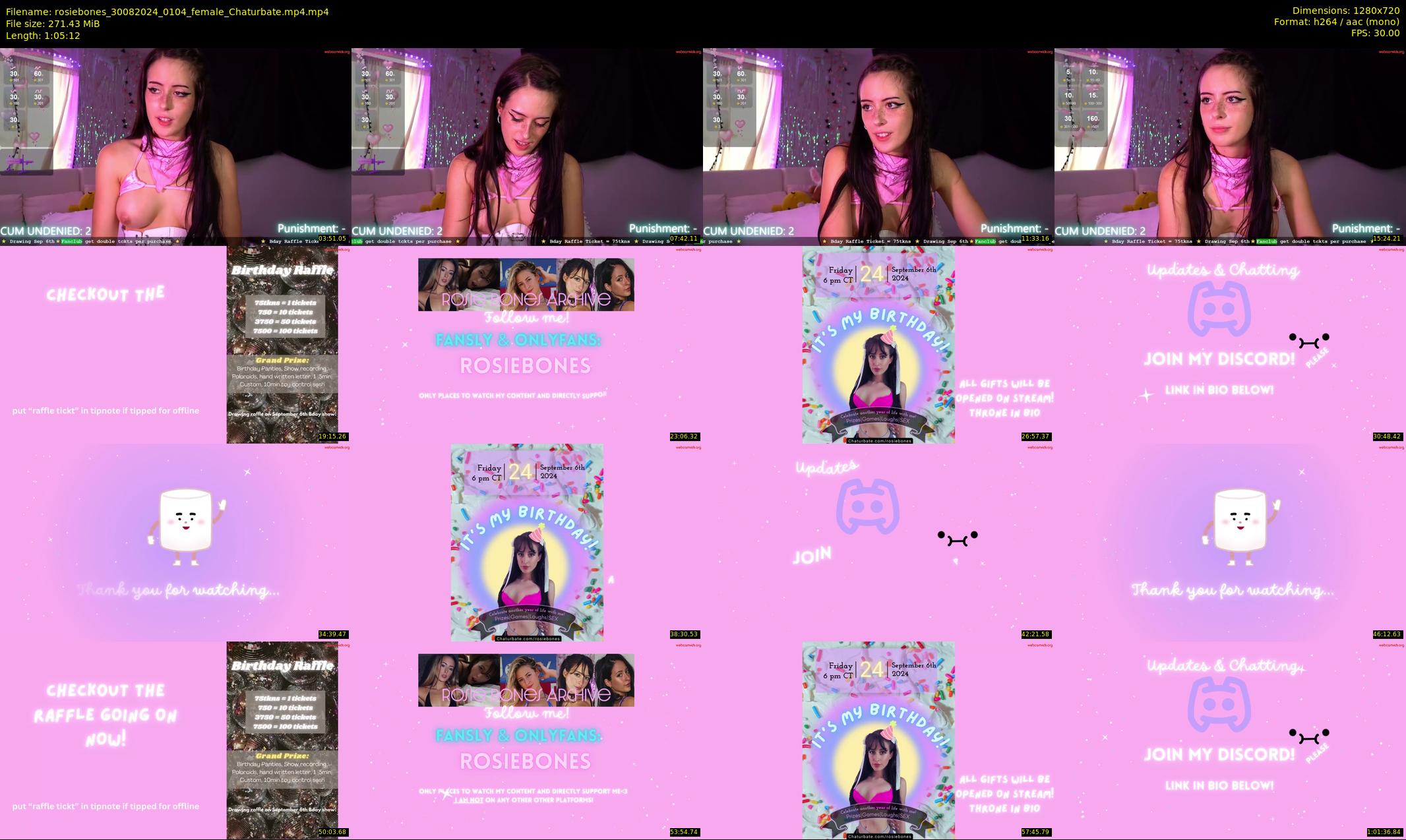 rosiebones — 66 minute Chaturbate female cam show recording, 720p, Aug 30, 2024