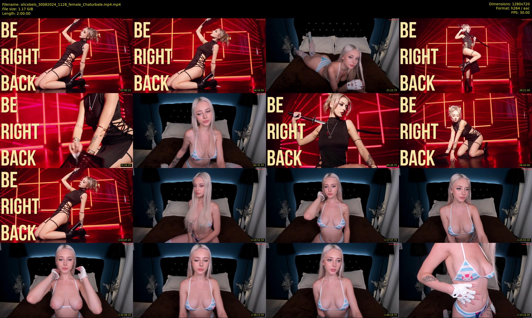 alicebels — 120 minute Chaturbate female cam show recording, 720p, Aug 30, 2024