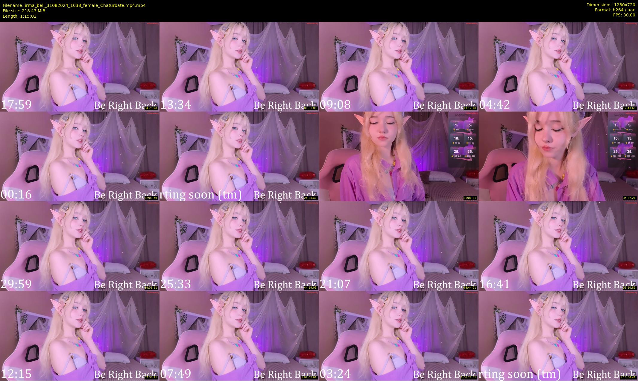 irma_bell — 76 minute Chaturbate female cam show recording, 720p, Aug 31, 2024
