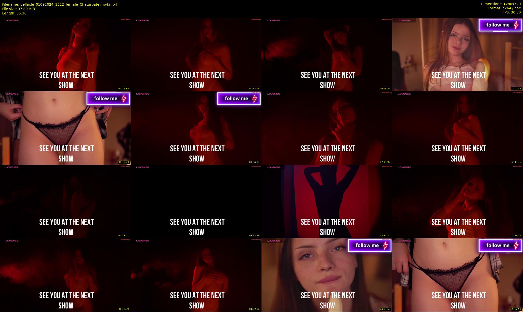 bellacle — 6 minute Chaturbate female cam show recording, 720p, Sep 1, 2024
