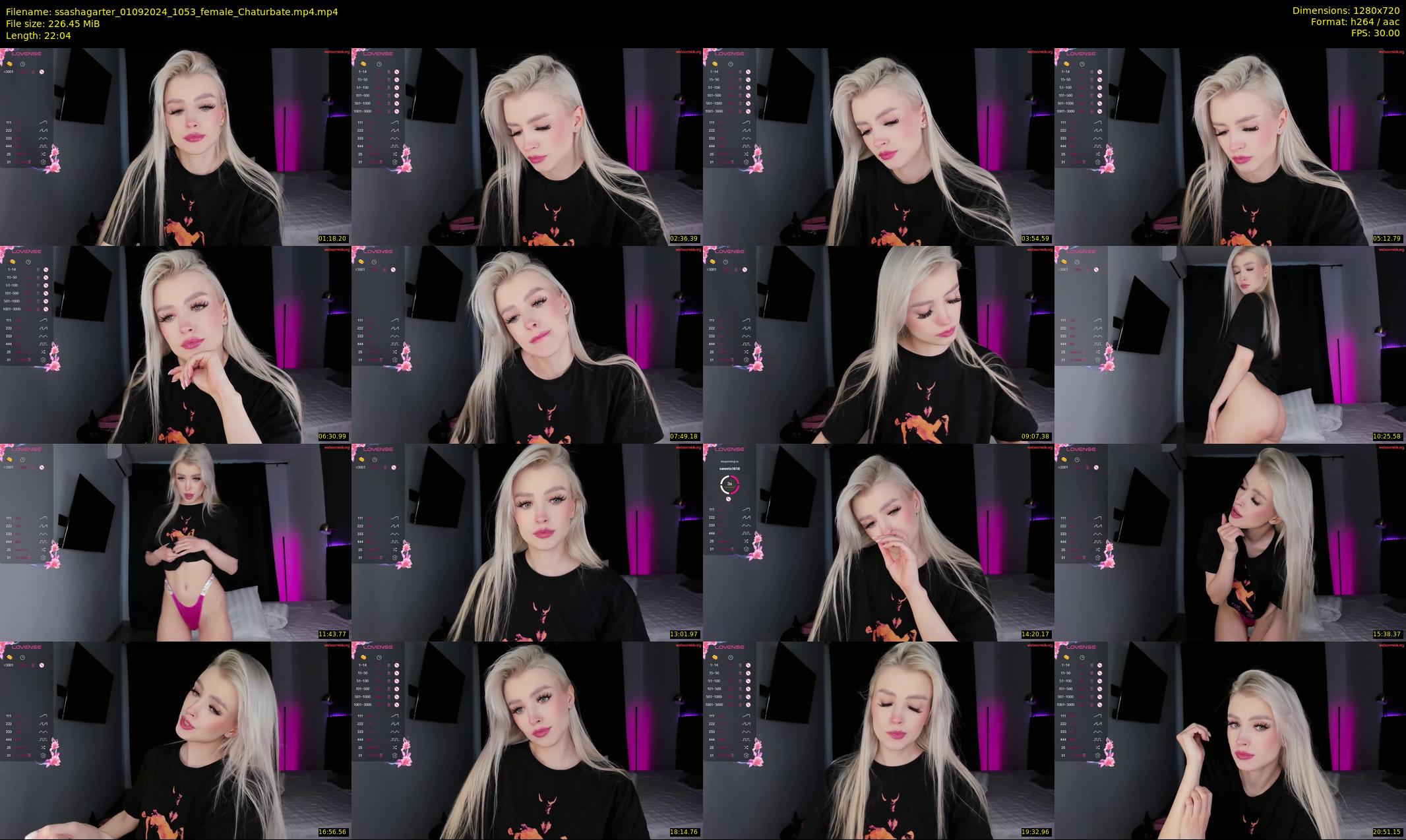 ssashagarter — 23 minute Chaturbate female cam show recording, 720p, Sep 1, 2024