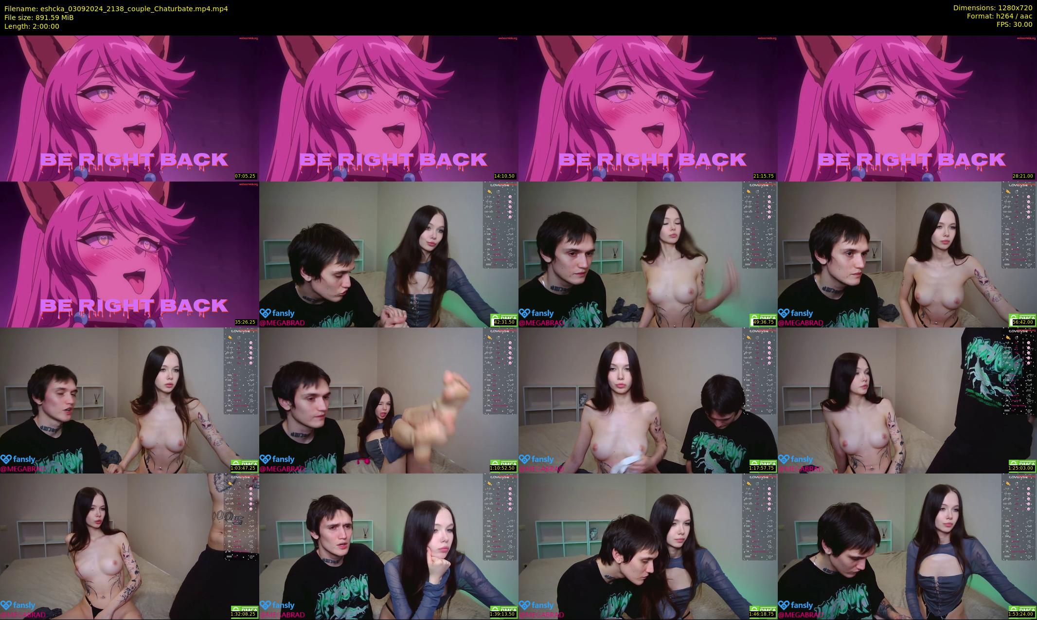 eshcka — 120 minute Chaturbate couple cam show recording, 720p, Sep 3, 2024