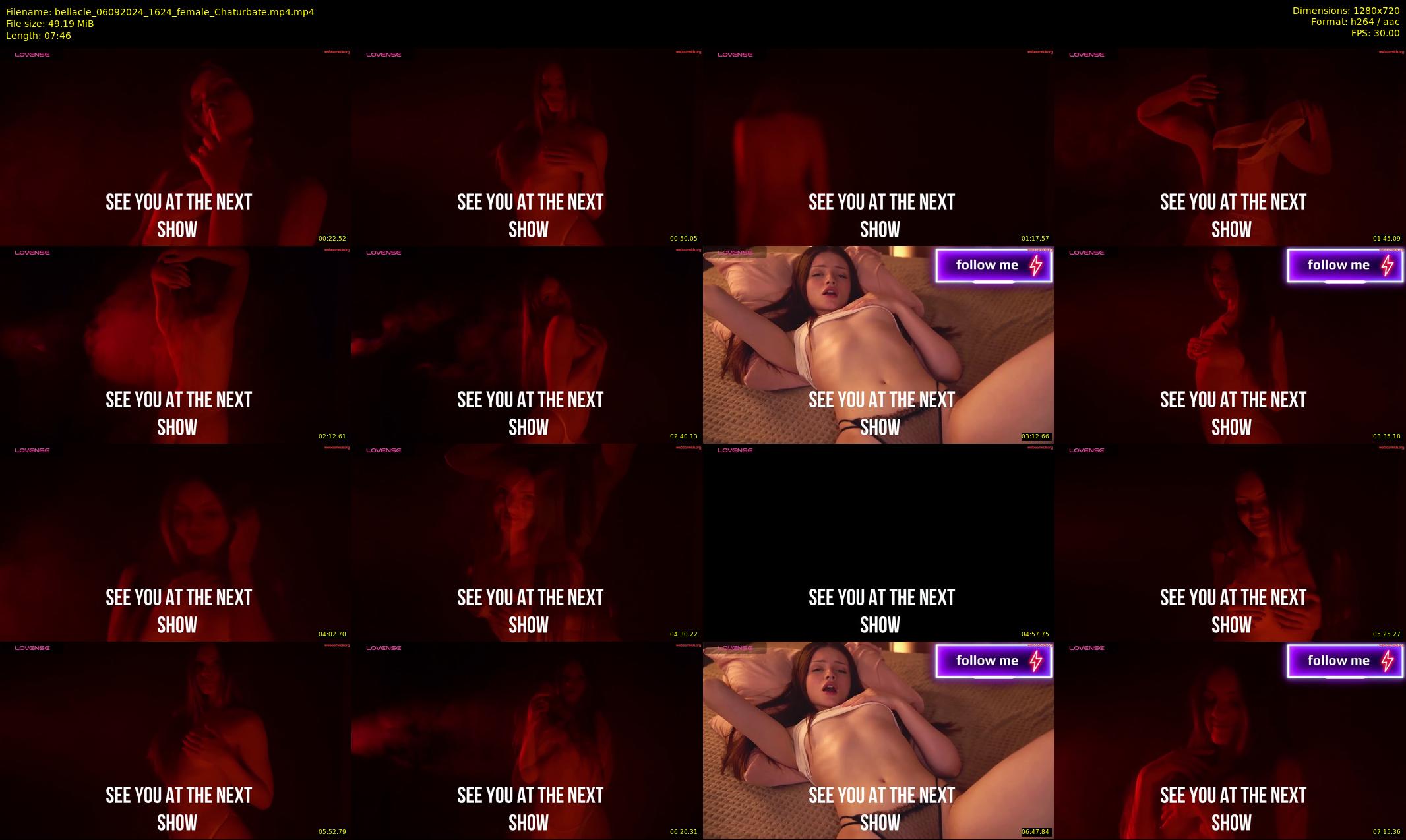 bellacle — 8 minute Chaturbate female cam show recording, 720p, Sep 6, 2024