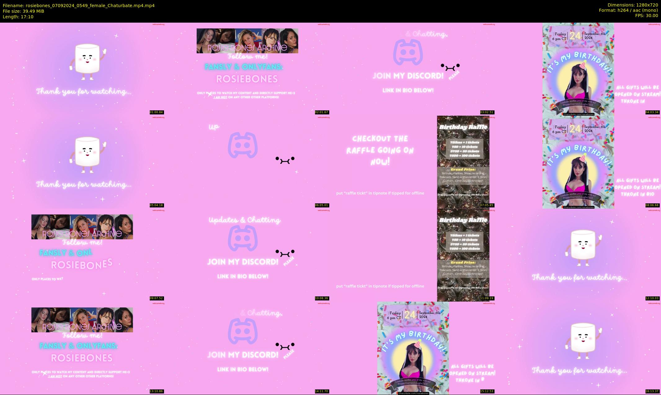 rosiebones — 18 minute Chaturbate female cam show recording, 720p, Sep 7, 2024
