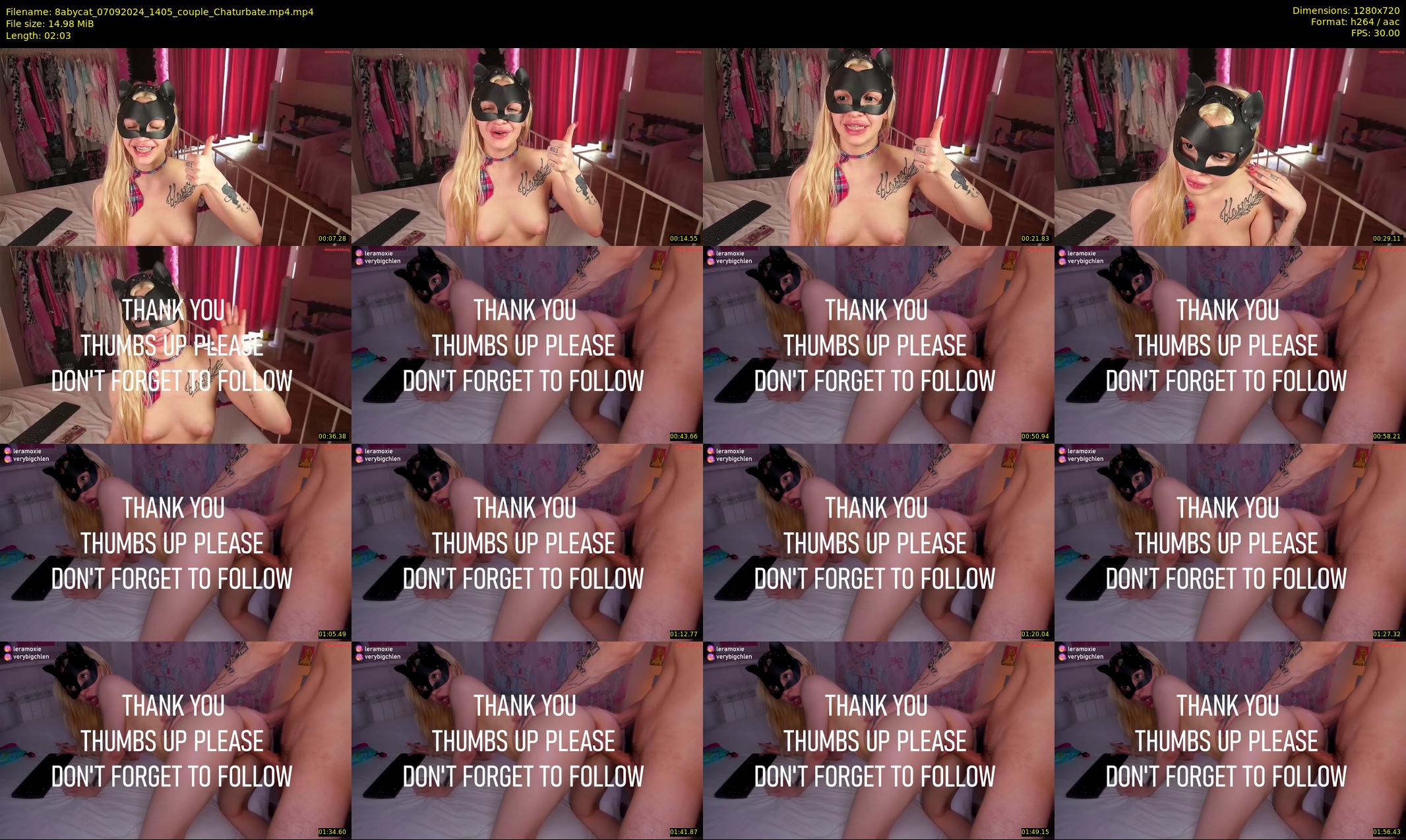 8abycat — 3 minute Chaturbate couple cam show recording, 720p, Sep 7, 2024