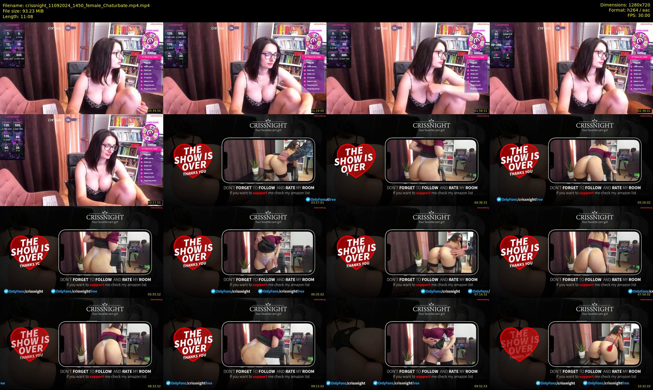 crissnight — 12 minute Chaturbate female cam show recording, 720p, Sep 11, 2024