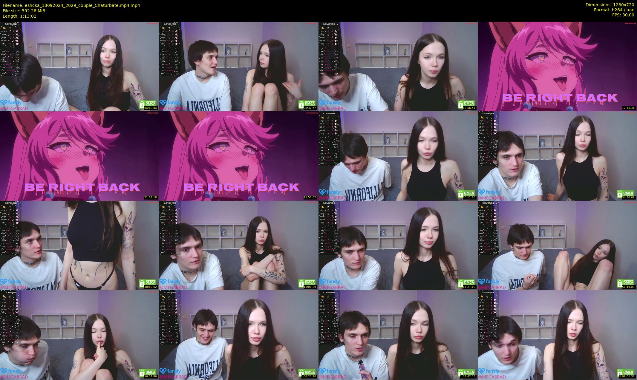 eshcka — 74 minute Chaturbate couple cam show recording, 720p, Sep 13, 2024