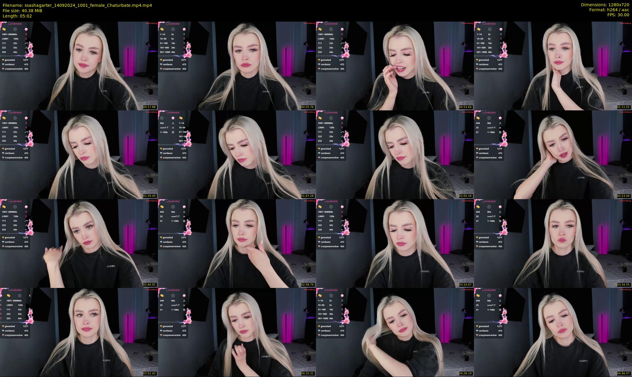 ssashagarter — 6 minute Chaturbate female cam show recording, 720p, Sep 14, 2024