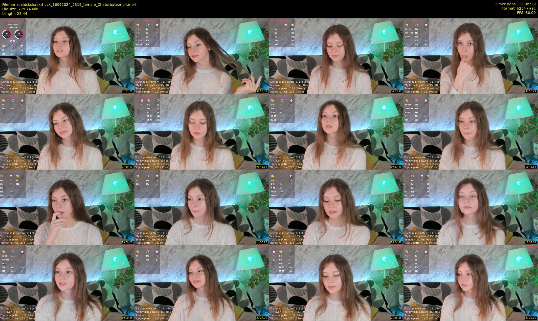 shickshackshock — 25 minute Chaturbate female cam show recording, 720p, Sep 16, 2024