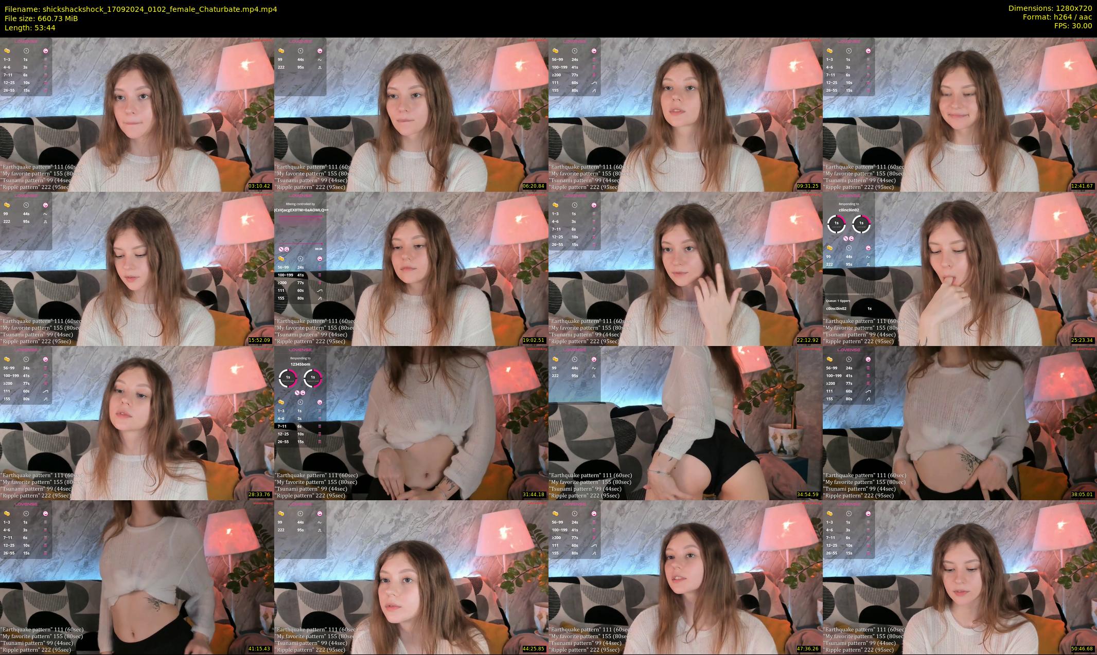 shickshackshock — 54 minute Chaturbate female cam show recording, 720p, Sep 17, 2024