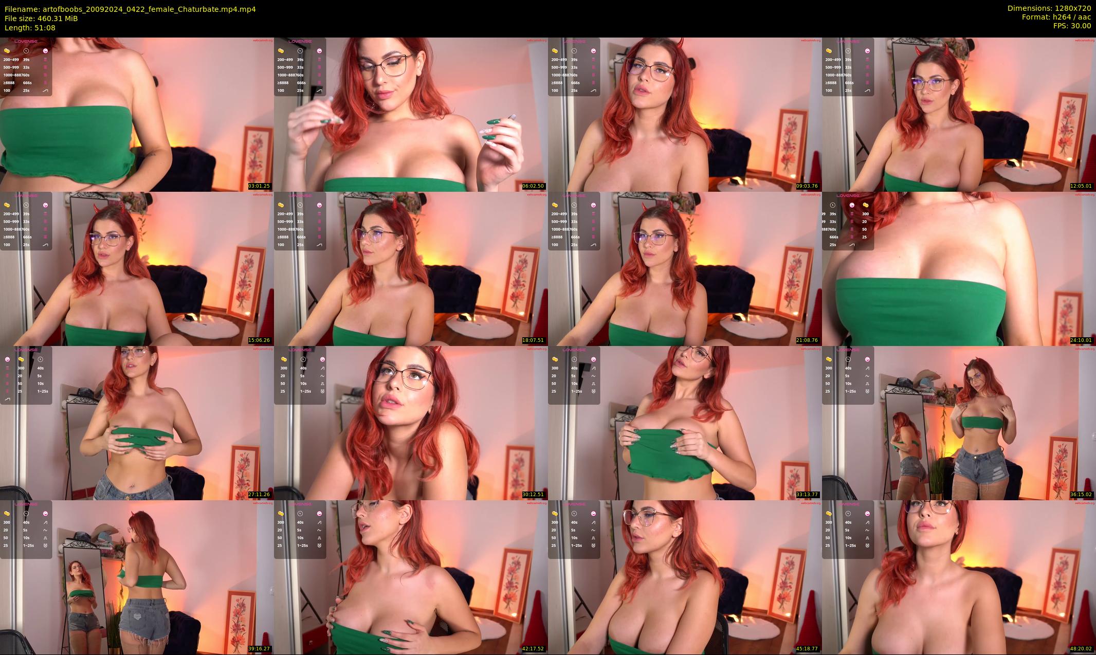 artofboobs — 52 minute Chaturbate female cam show recording, 720p, Sep 20, 2024