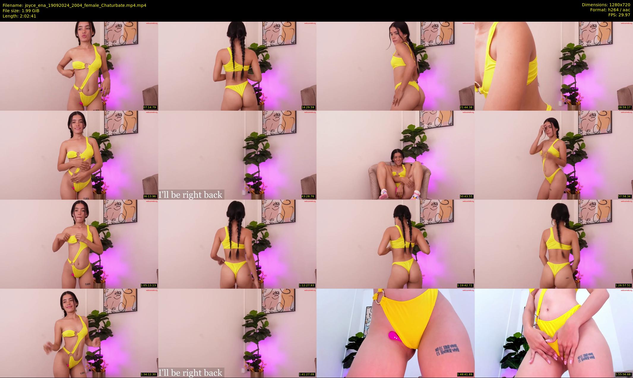 joyce_ena — 123 minute Chaturbate female cam show recording, 720p, Sep 19, 2024