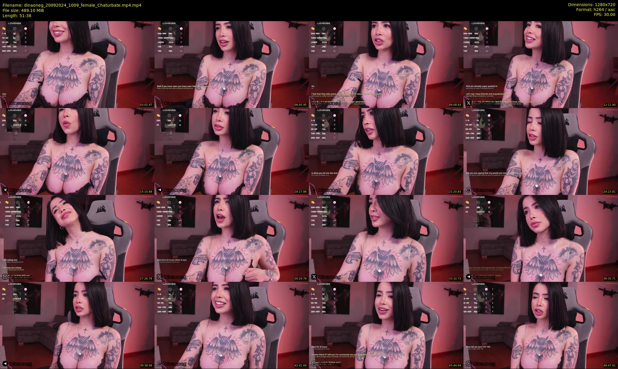 dinaoneg — 52 minute Chaturbate female cam show recording, 720p, Sep 20, 2024