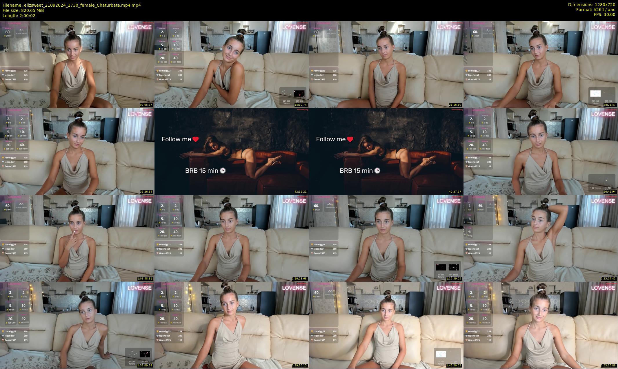 elizsweet — 121 minute Chaturbate female cam show recording, 720p, Sep 21, 2024