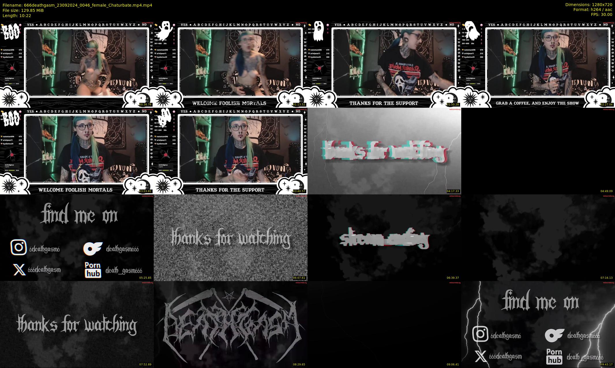 666deathgasm — 11 minute Chaturbate female cam show recording, 720p, Sep 23, 2024