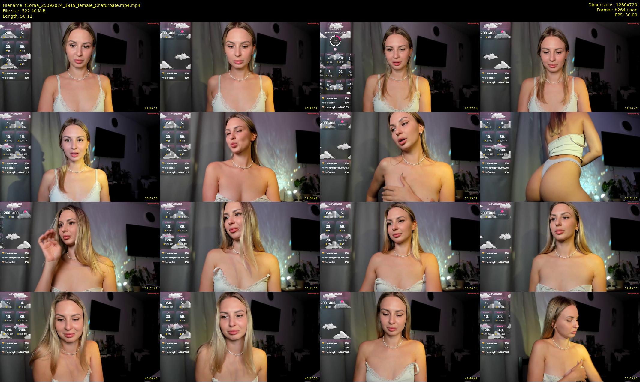 f1oraa — 57 minute Chaturbate female cam show recording, 720p, Sep 25, 2024