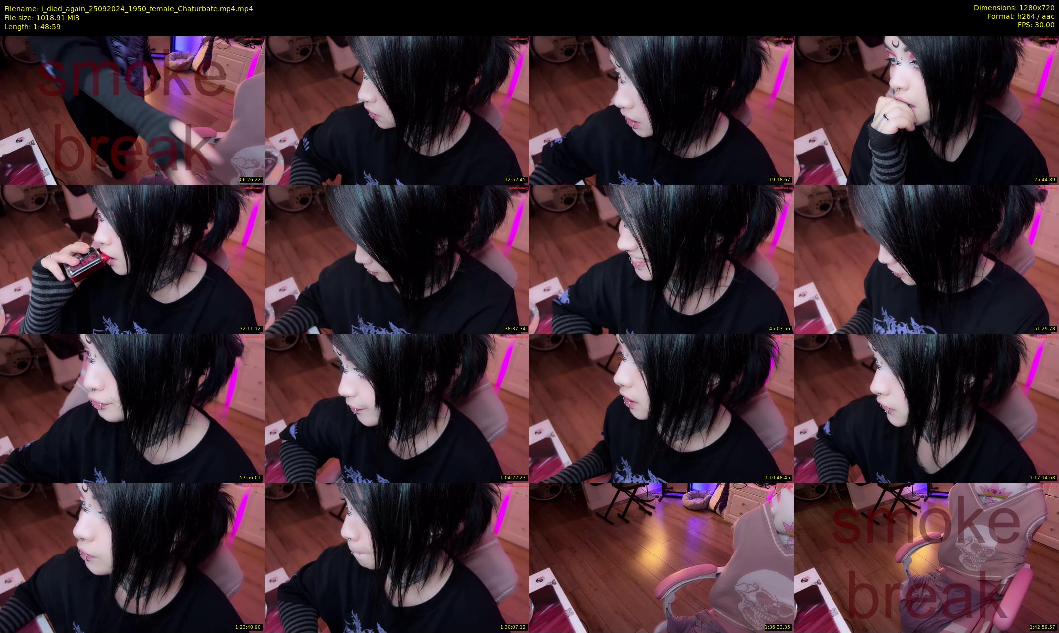 i_died_again — 109 minute Chaturbate female cam show recording, 720p, Sep 25, 2024