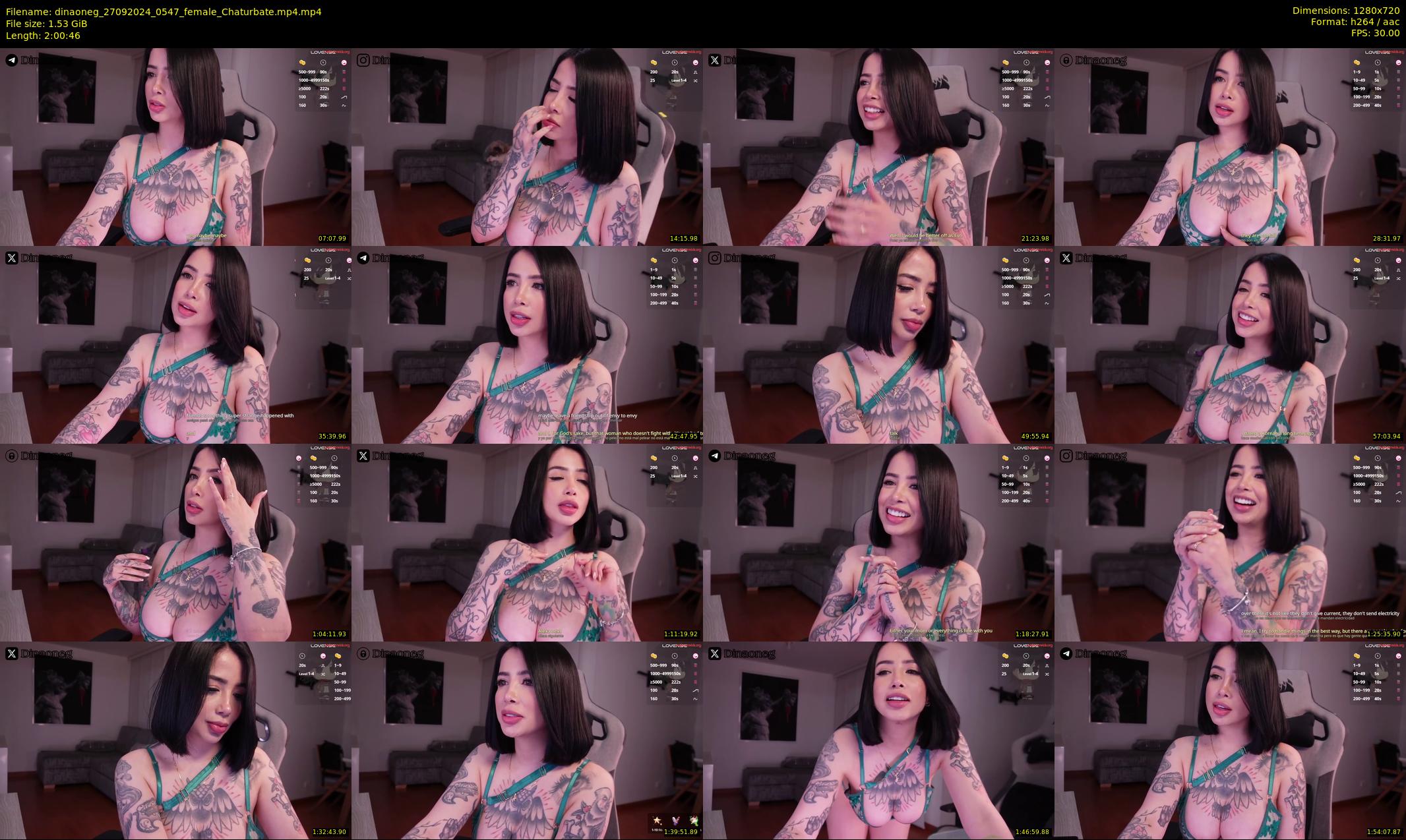 dinaoneg — 121 minute Chaturbate female cam show recording, 720p, Sep 27, 2024