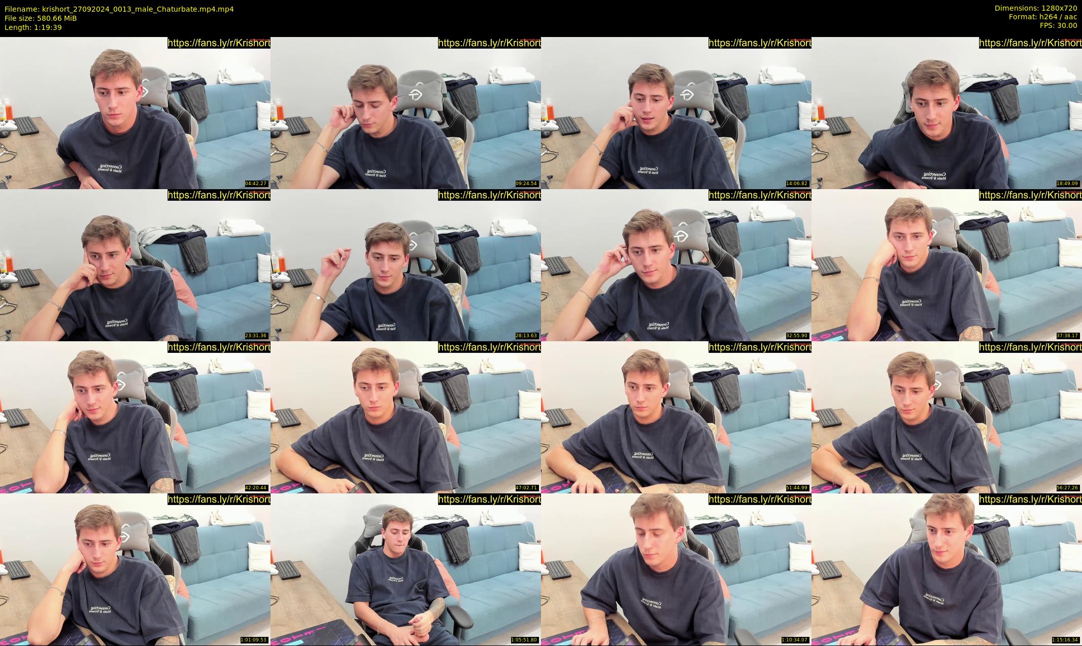 krishort — 80 minute Chaturbate male cam show recording, 720p, Sep 27, 2024
