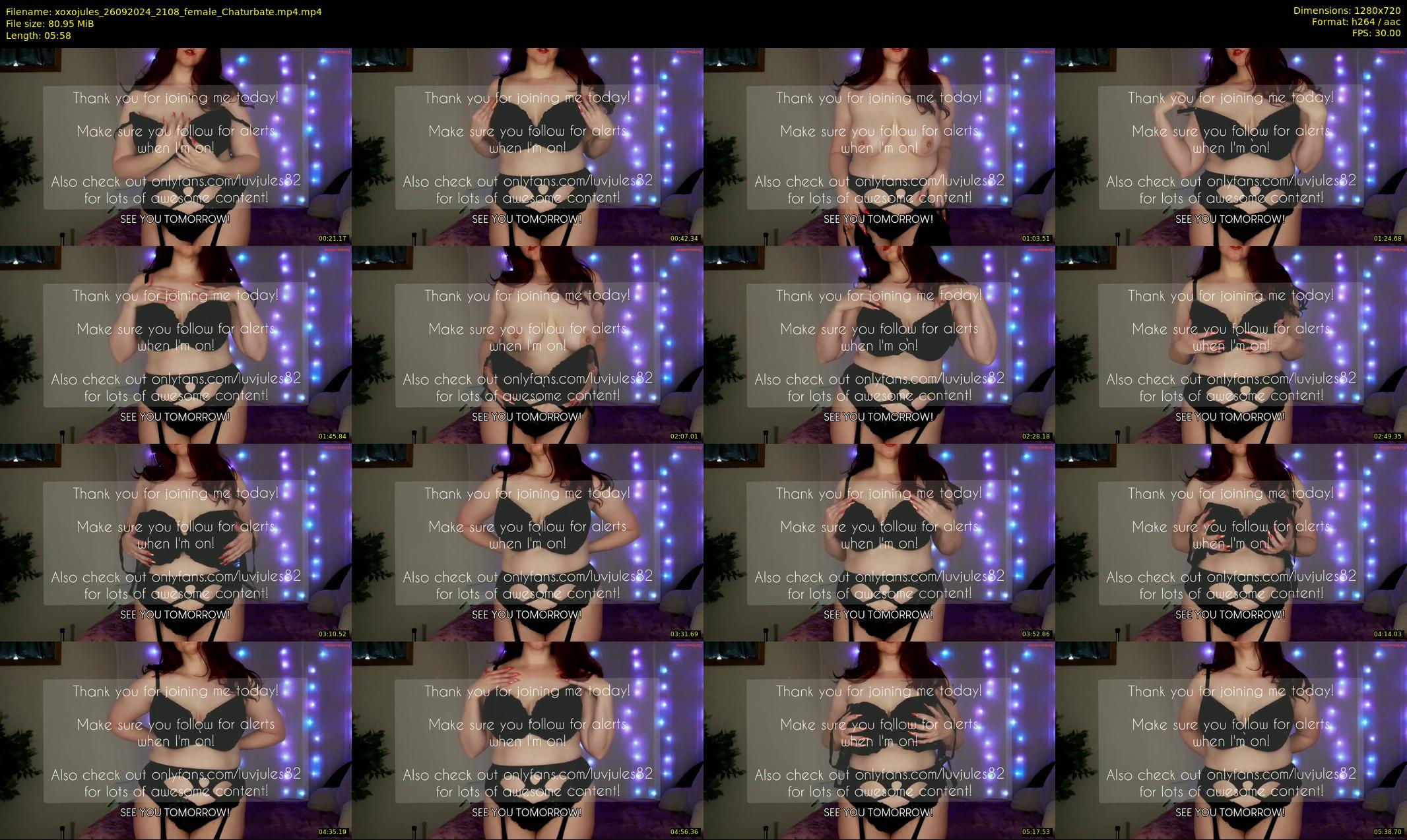 xoxojules — 6 minute Chaturbate female cam show recording, 720p, Sep 26, 2024