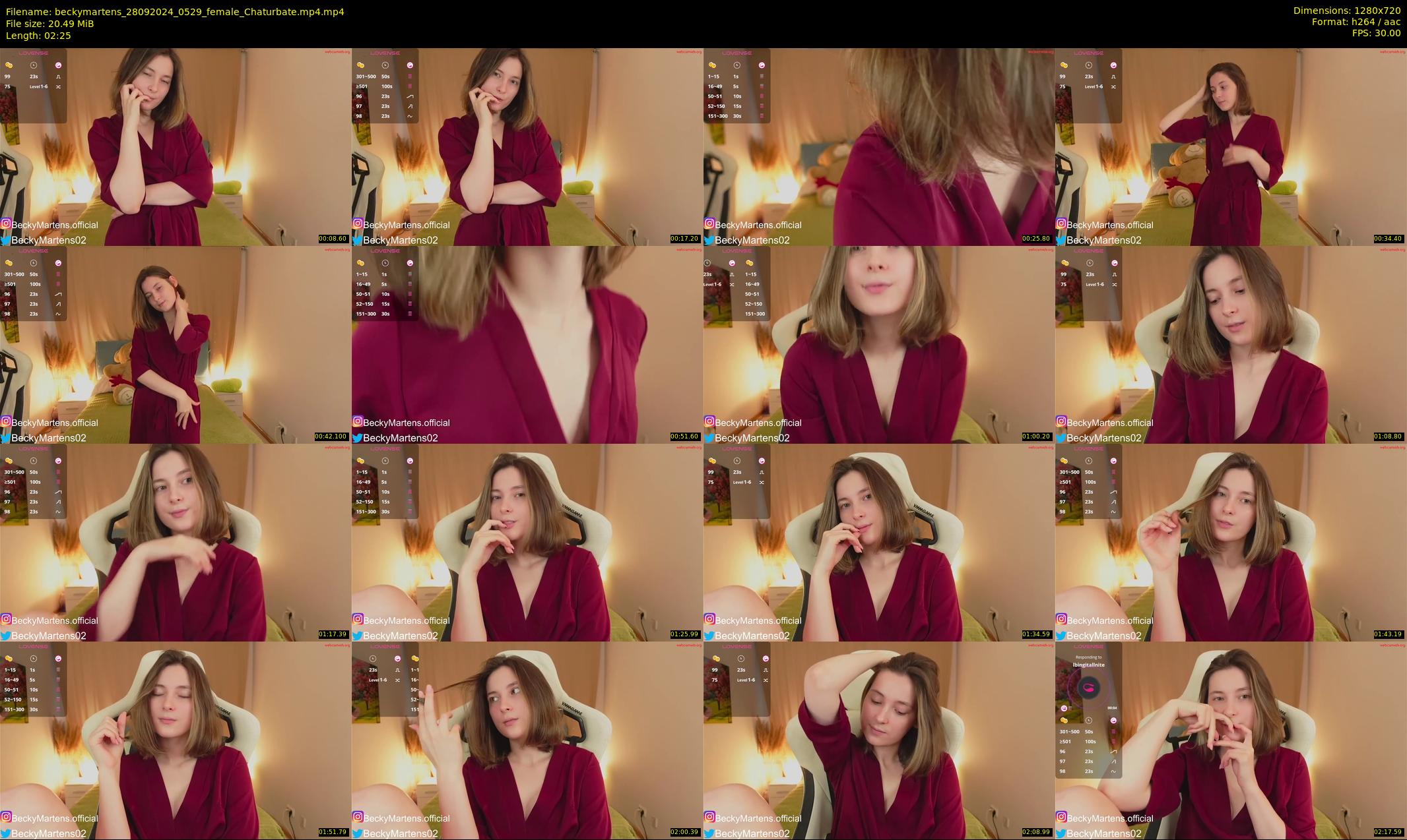 beckymartens — 3 minute Chaturbate female cam show recording, 720p, Sep 28, 2024