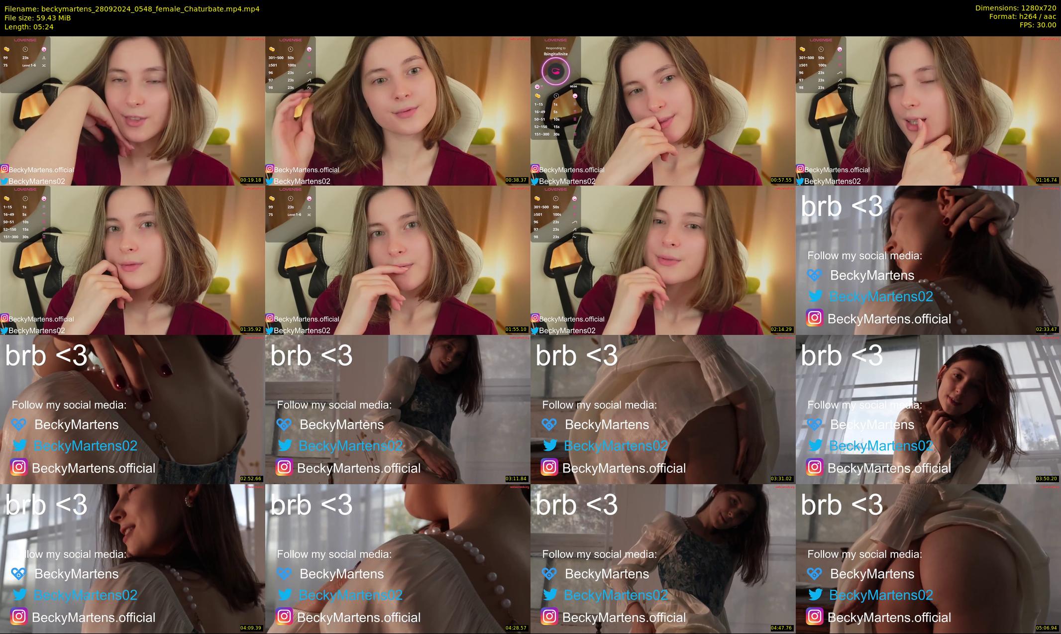 beckymartens — 6 minute Chaturbate female cam show recording, 720p, Sep 28, 2024