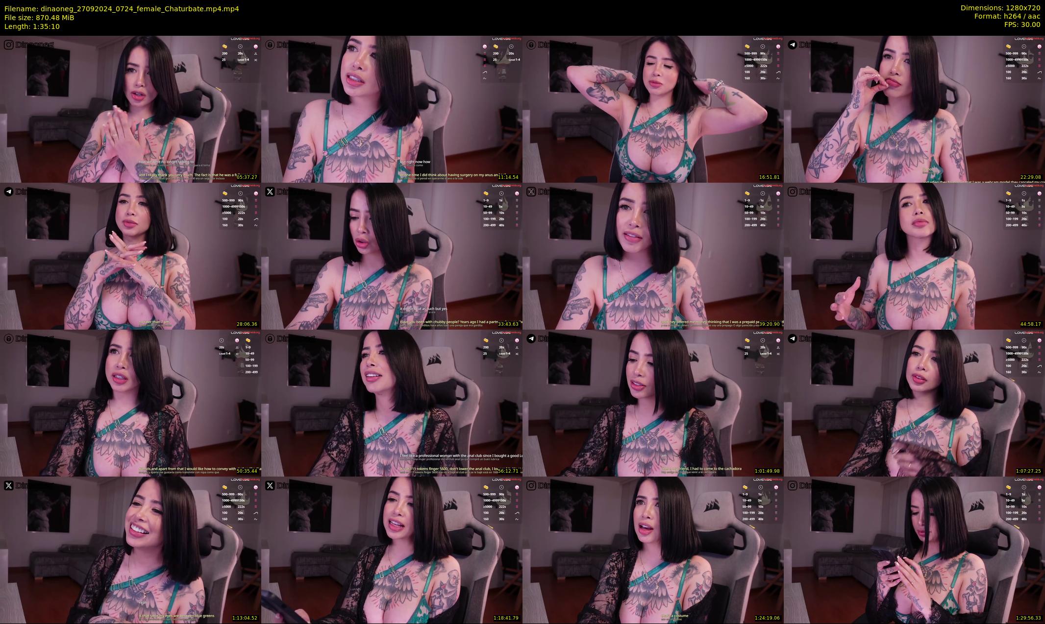 dinaoneg — 96 minute Chaturbate female cam show recording, 720p, Sep 27, 2024