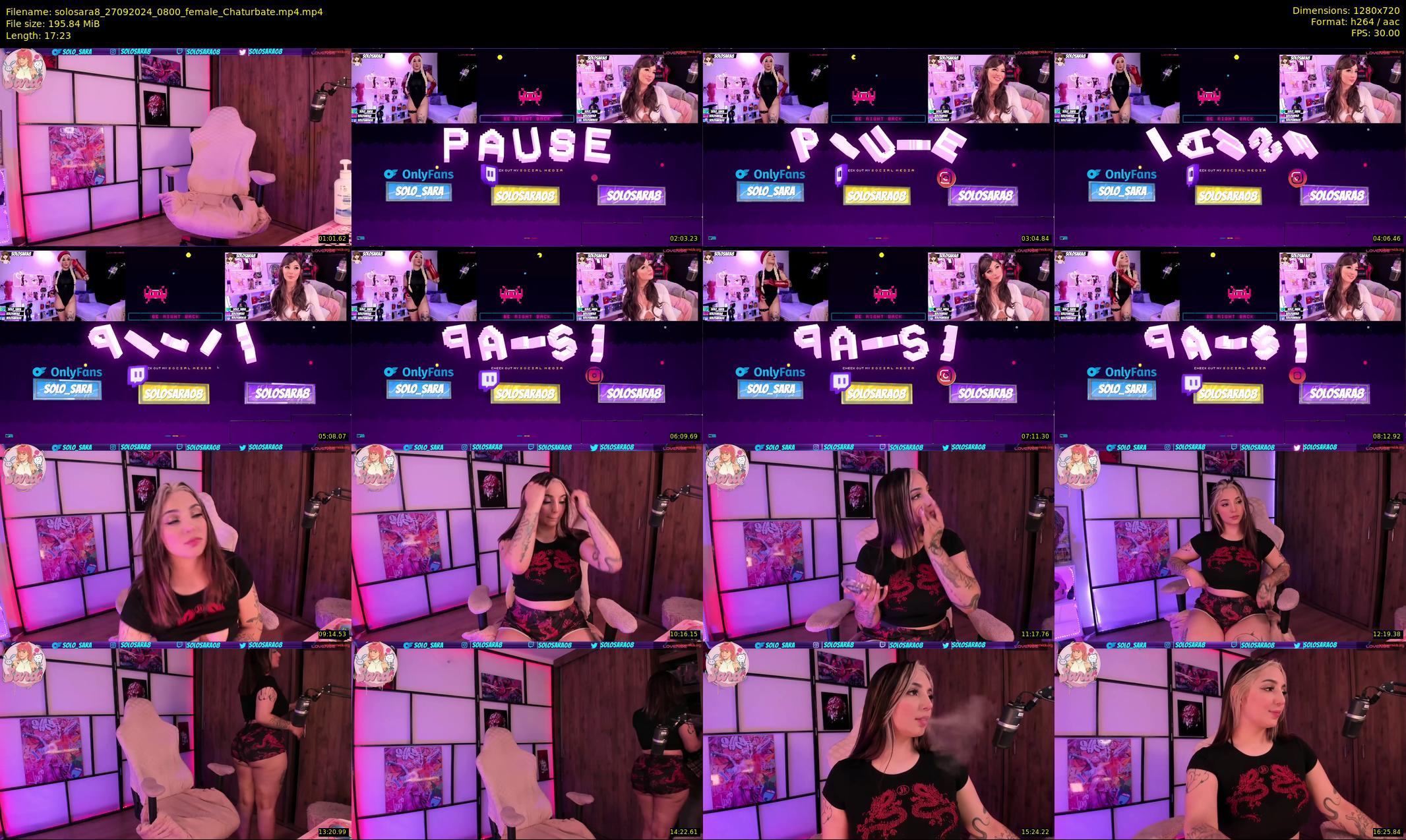 solosara8 — 18 minute Chaturbate female cam show recording, 720p, Sep 27, 2024