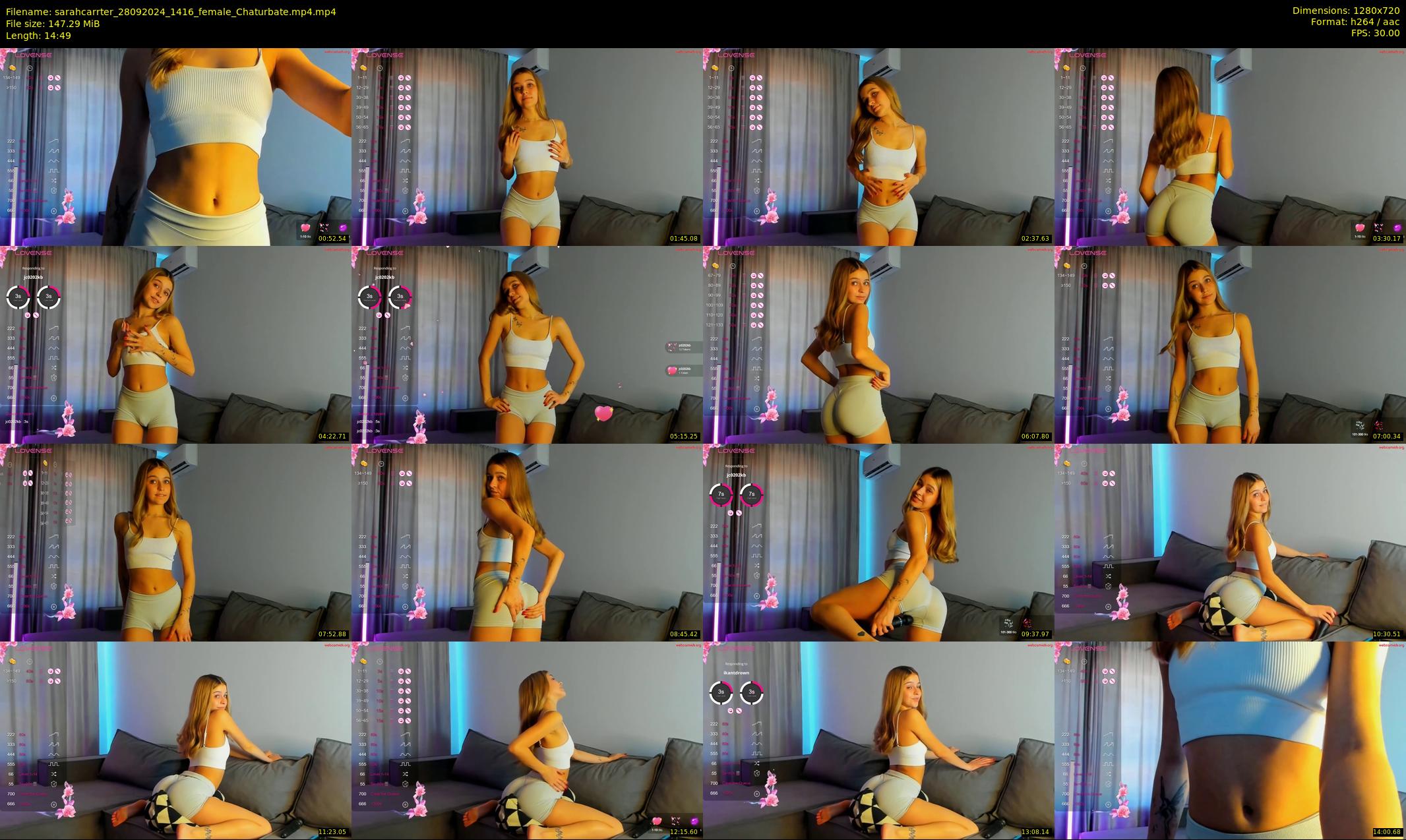 sarahcarrter — 15 minute Chaturbate female cam show recording, 720p, Sep 28, 2024