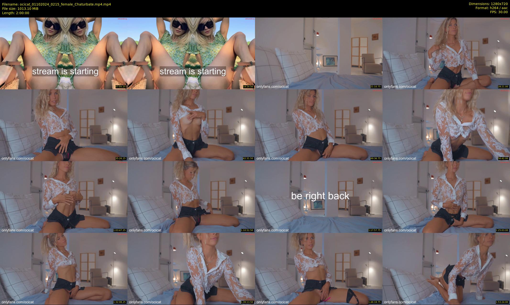 ocicat — 120 minute Chaturbate female cam show recording, 720p, Oct 1, 2024