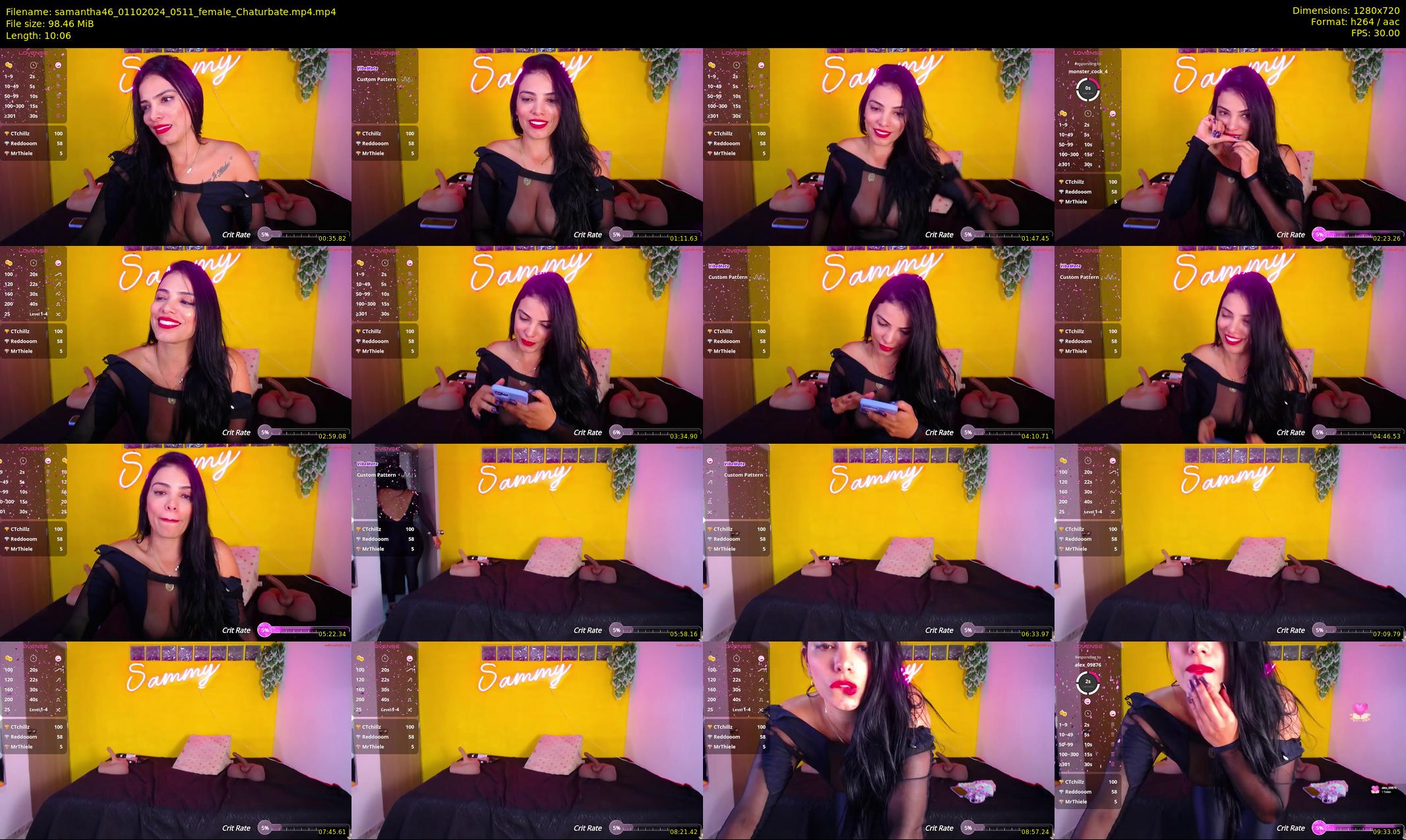 samantha46 — 11 minute Chaturbate female cam show recording, 720p, Oct 1, 2024