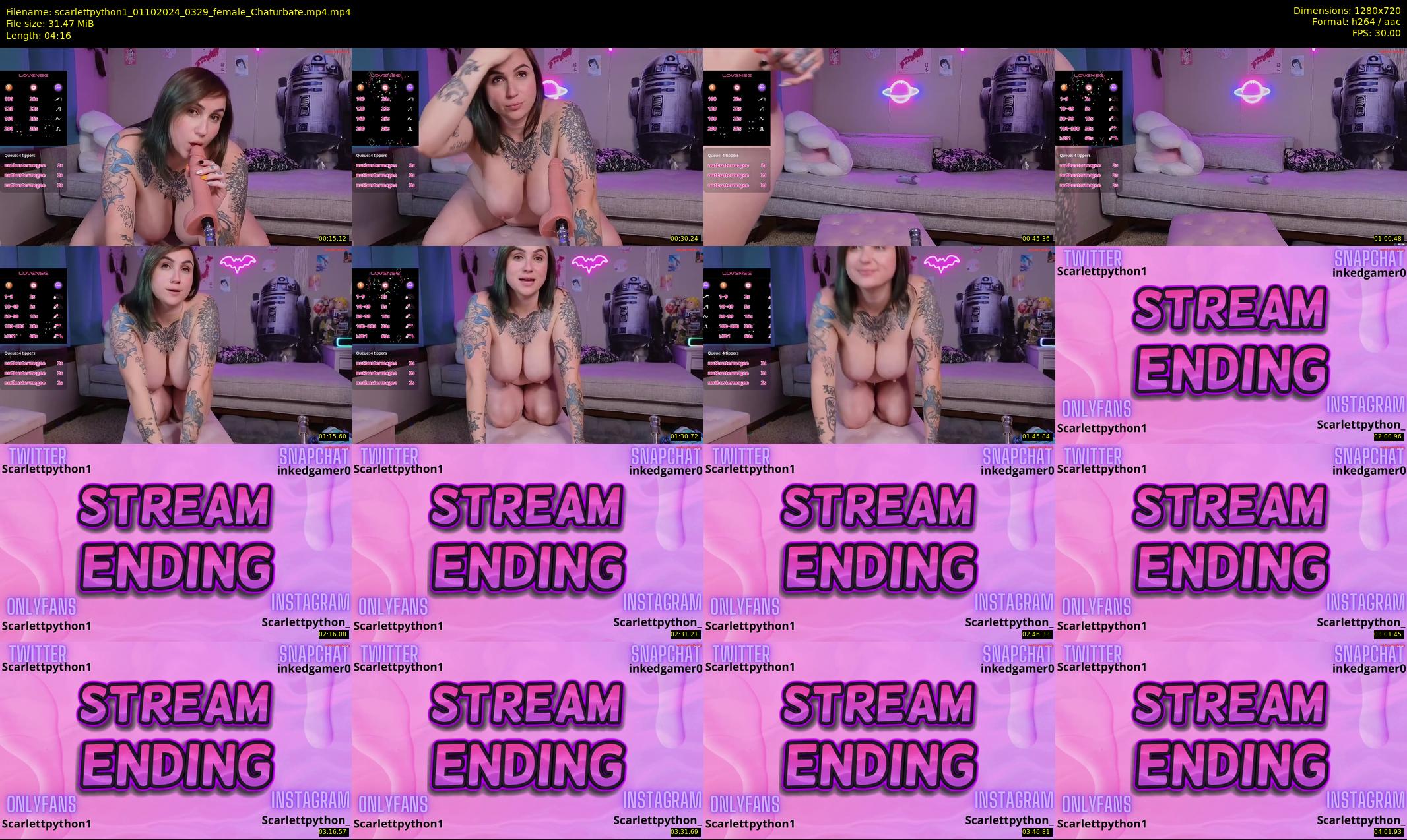 scarlettpython1 — 5 minute Chaturbate female cam show recording, 720p, Oct 1, 2024