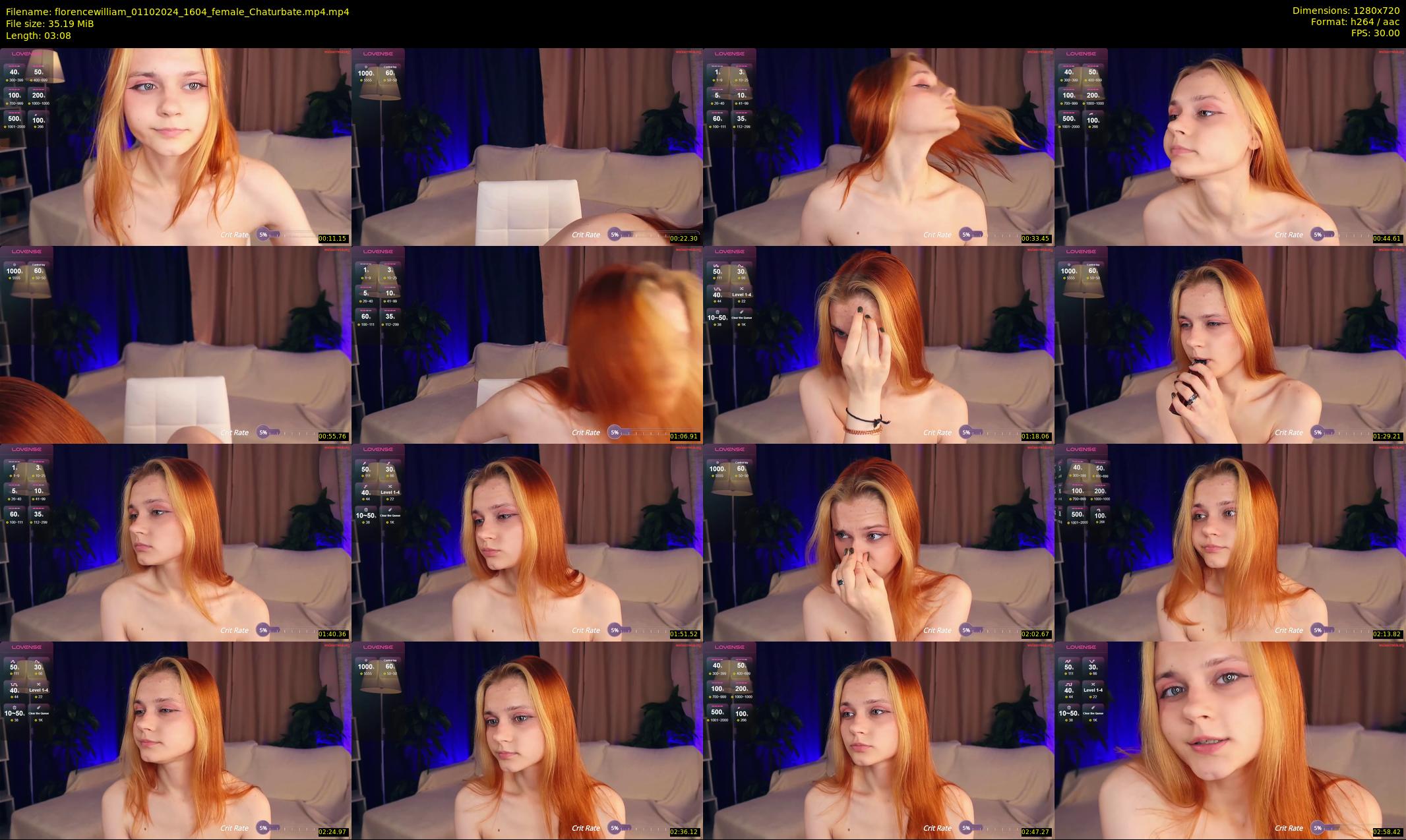 florencewilliam — 4 minute Chaturbate female cam show recording, 720p, Oct 1, 2024