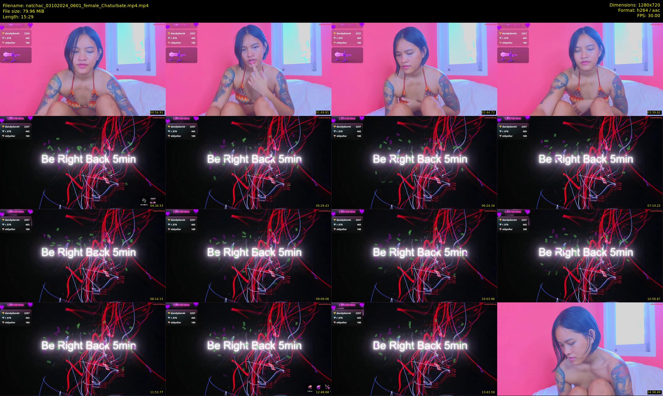 natchac — 16 minute Chaturbate female cam show recording, 720p, Oct 3, 2024