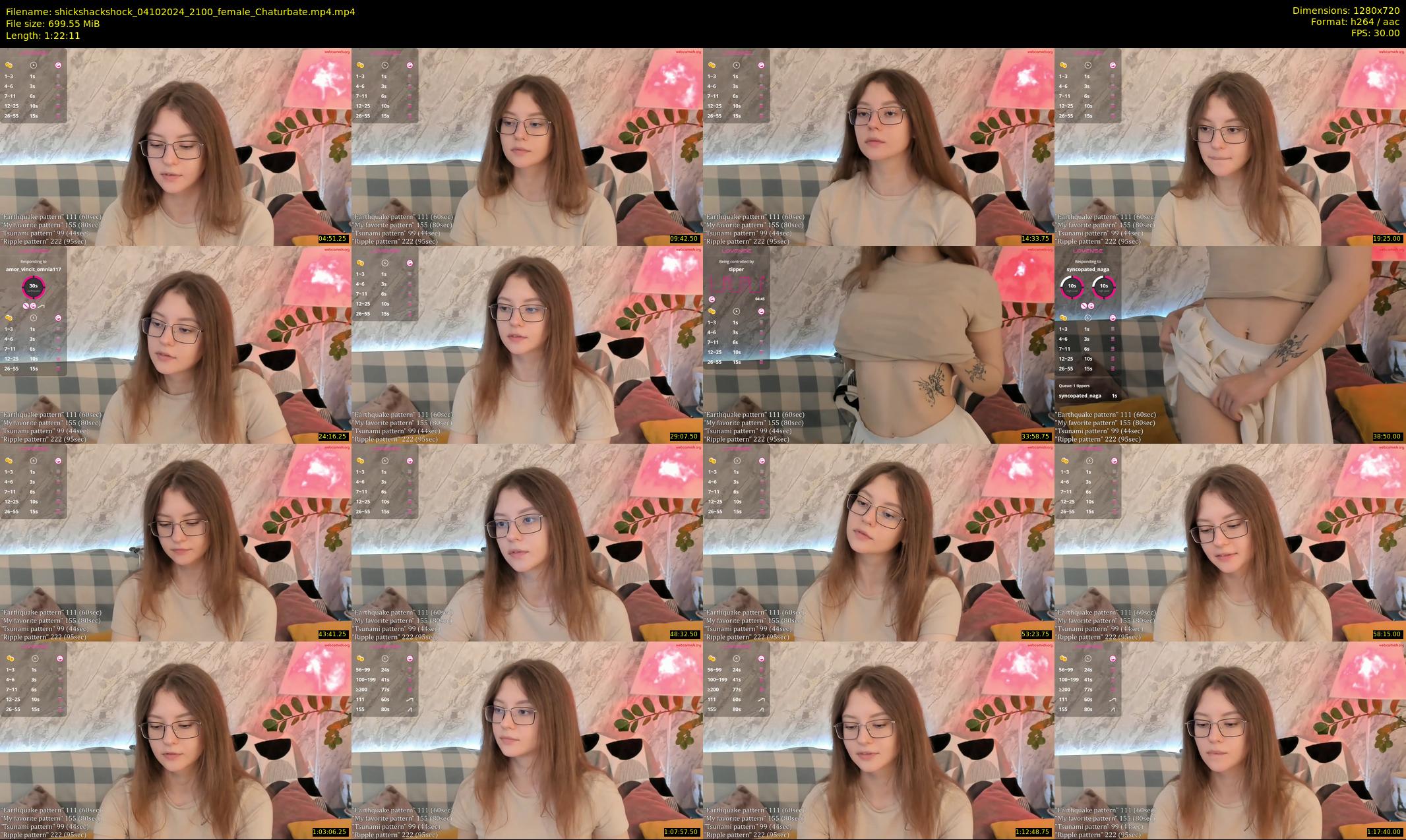 shickshackshock — 83 minute Chaturbate female cam show recording, 720p, Oct 4, 2024
