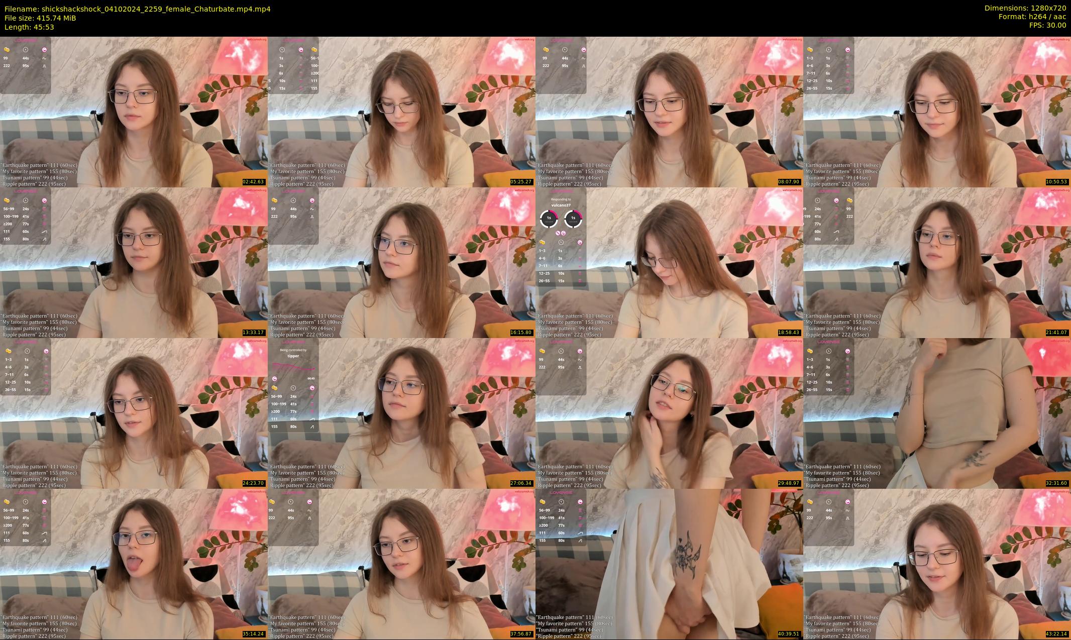 shickshackshock — 46 minute Chaturbate female cam show recording, 720p, Oct 4, 2024