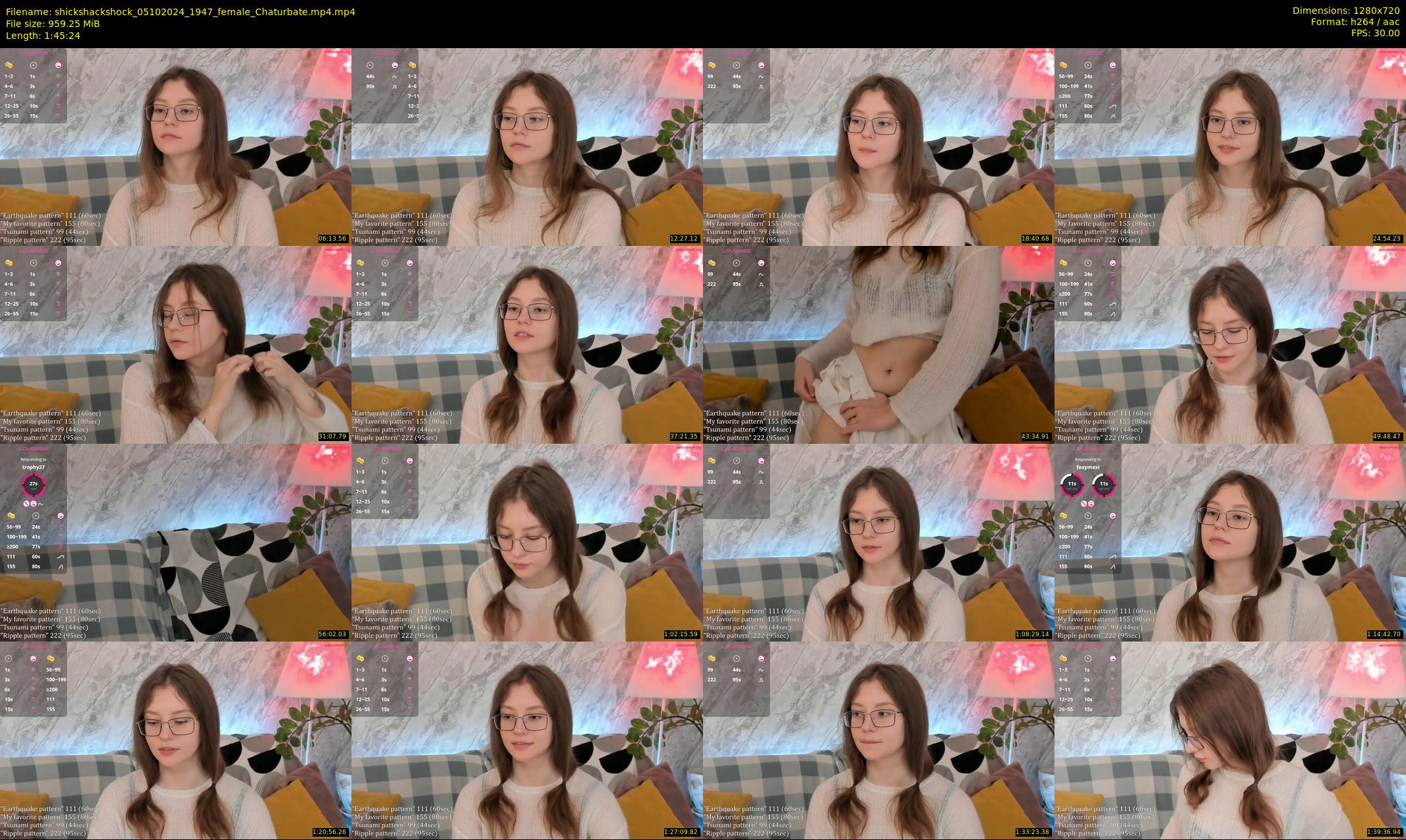 shickshackshock — 106 minute Chaturbate female cam show recording, 720p, Oct 5, 2024
