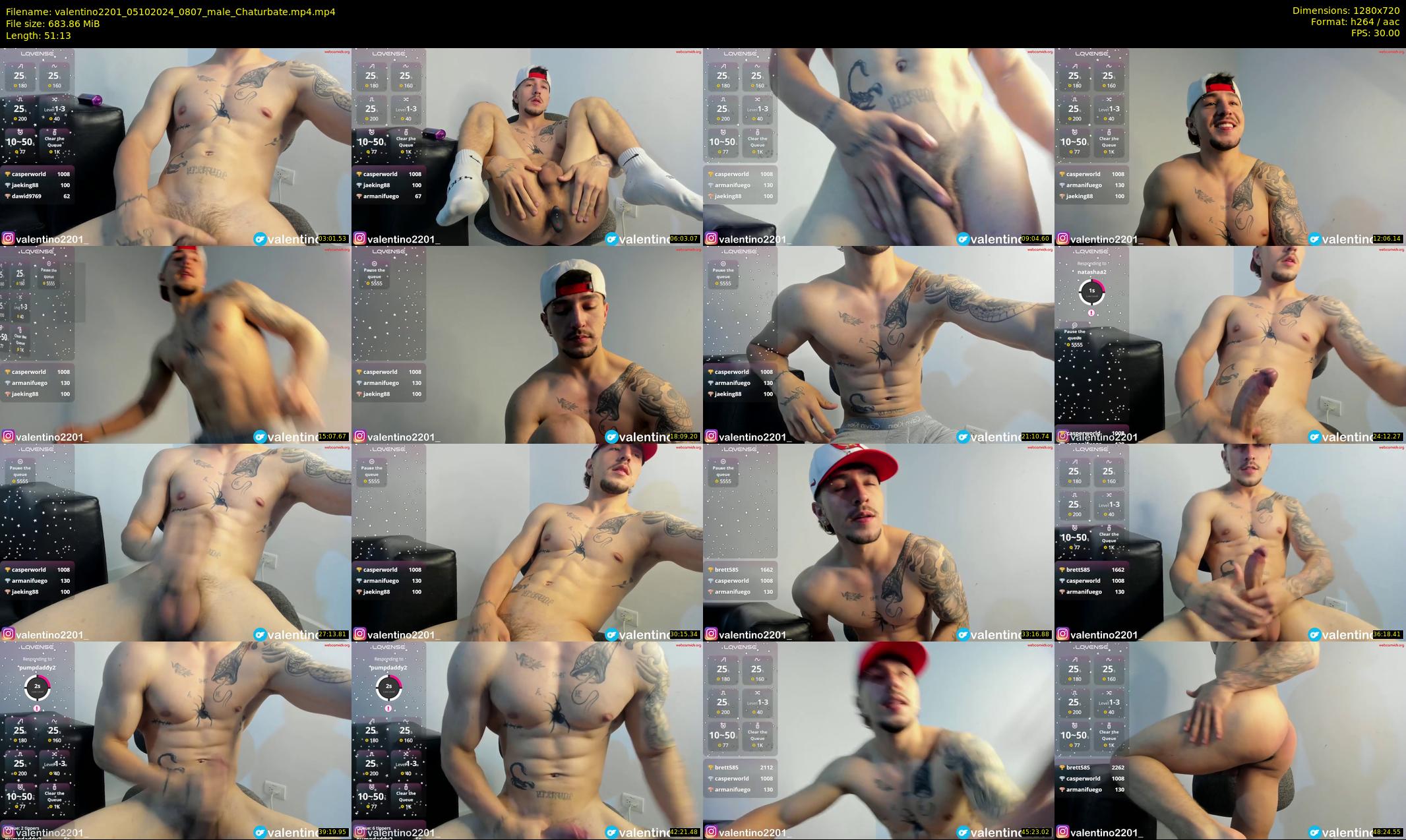 valentino2201 — 52 minute Chaturbate male cam show recording, 720p, Oct 5, 2024