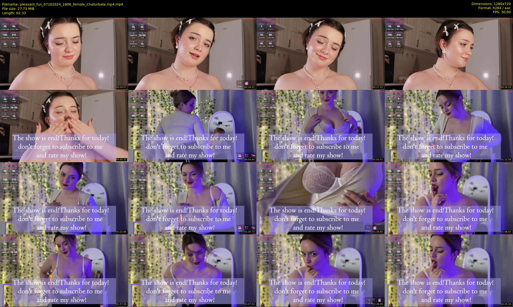 pleasant_fun — 3 minute Chaturbate female cam show recording, 720p, Oct 7, 2024