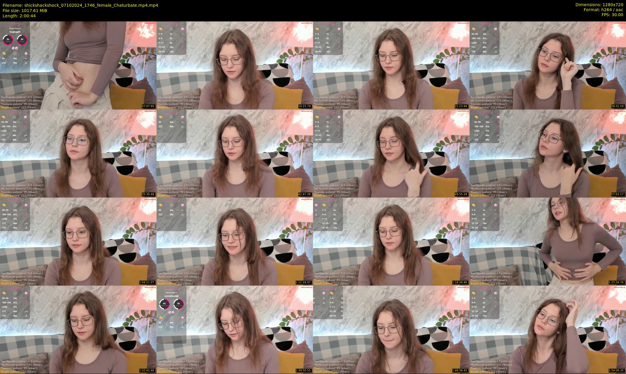 shickshackshock — 121 minute Chaturbate female cam show recording, 720p, Oct 7, 2024