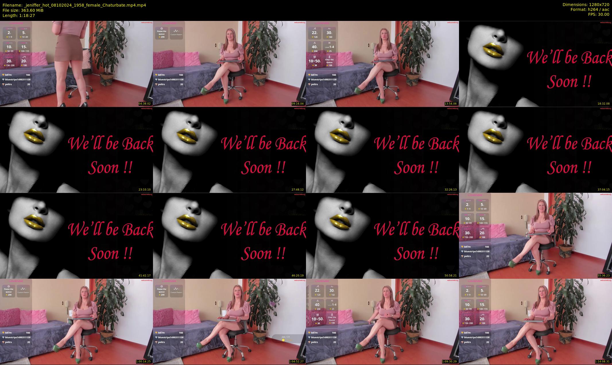 _jeniffer_hot — 79 minute Chaturbate female cam show recording, 720p, Oct 8, 2024