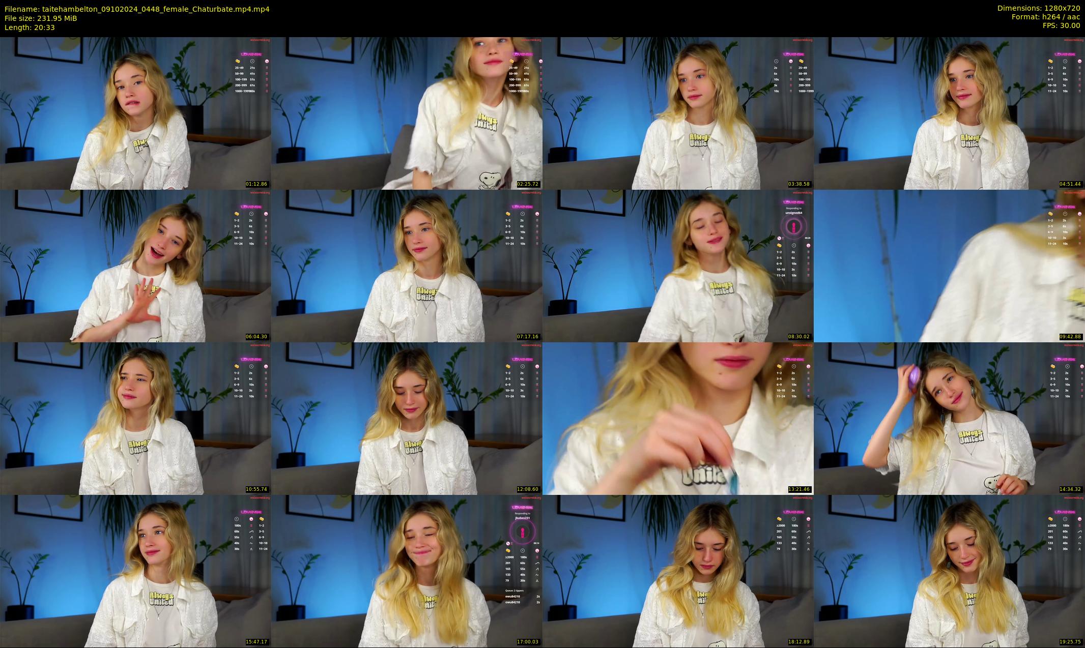 taitehambelton — 21 minute Chaturbate female cam show recording, 720p, Oct 9, 2024