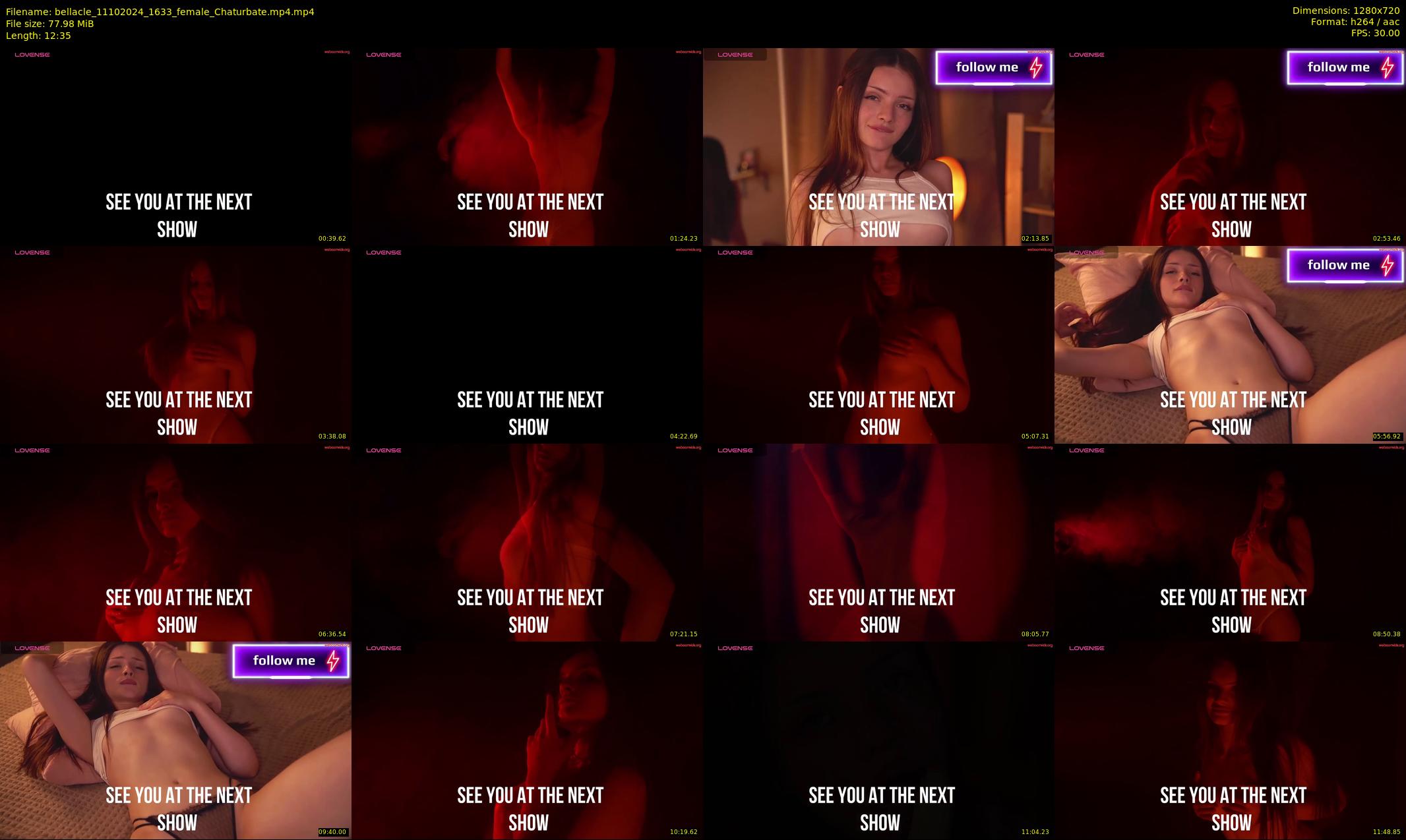 bellacle — 13 minute Chaturbate female cam show recording, 720p, Oct 11, 2024