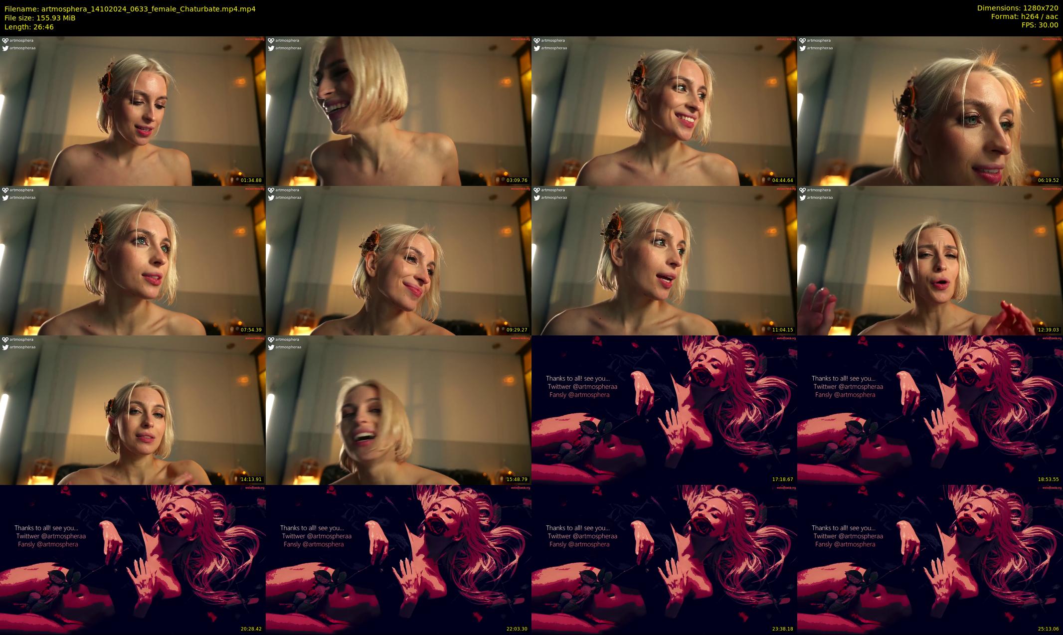 artmosphera — 27 minute Chaturbate female cam show recording, 720p, Oct 14, 2024