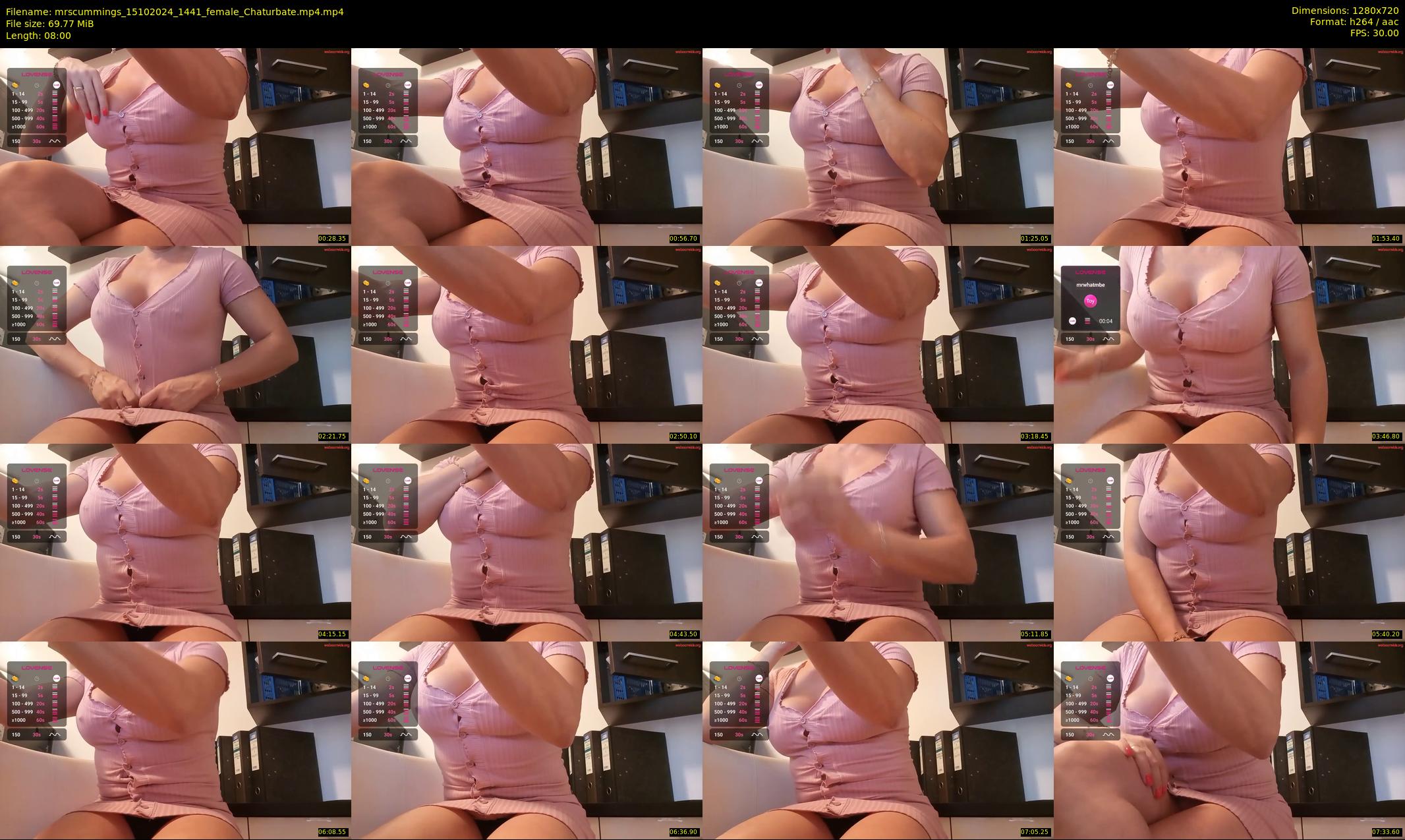 mrscummings — 8 minute Chaturbate female cam show recording, 720p, Oct 15, 2024