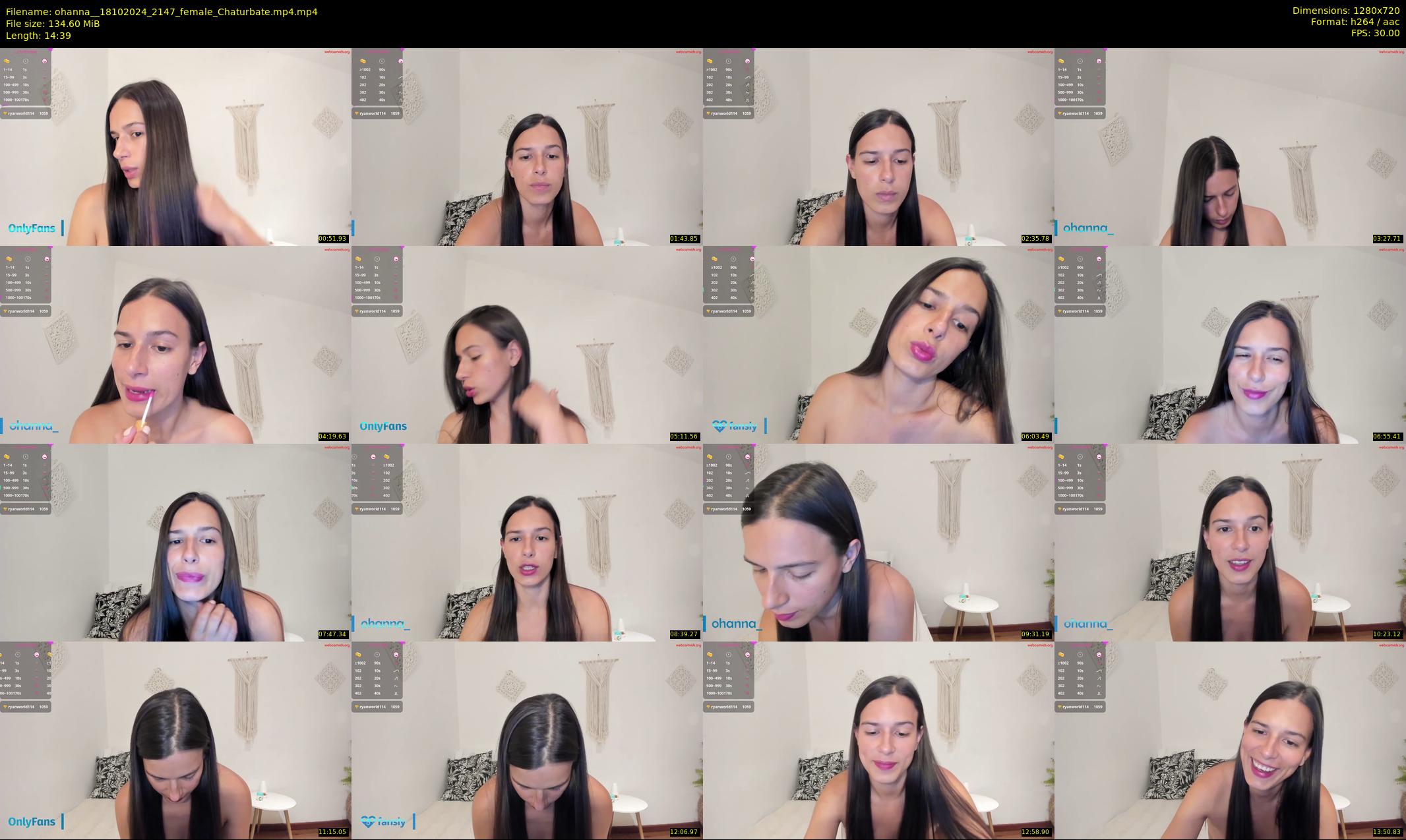 ohanna_ — 15 minute Chaturbate female cam show recording, 720p, Oct 18, 2024