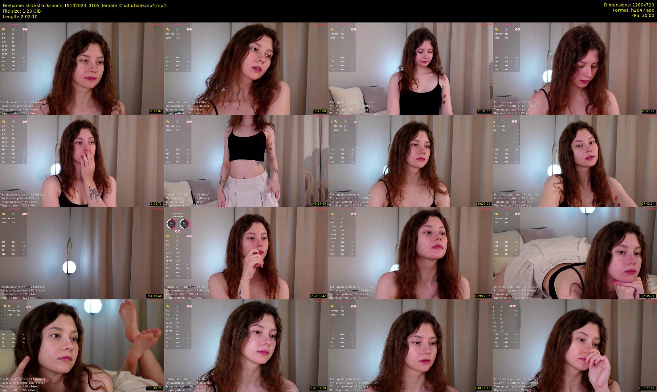 shickshackshock — 123 minute Chaturbate female cam show recording, 720p, Oct 19, 2024